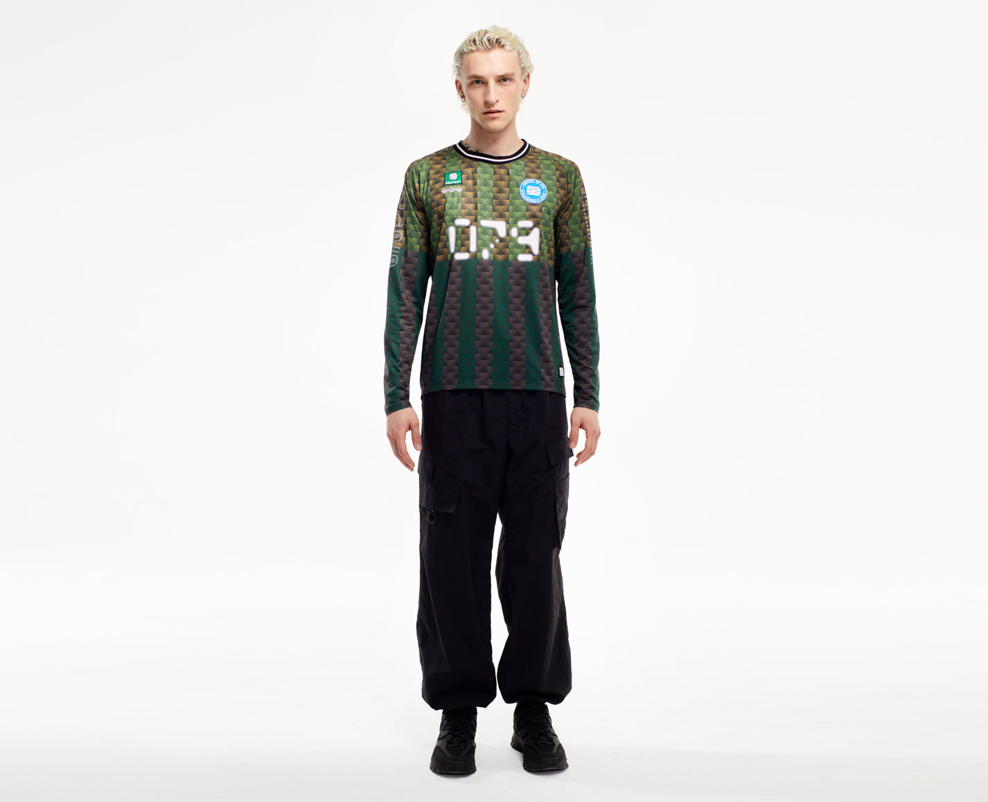 Herren Longsleeve, braun/grün