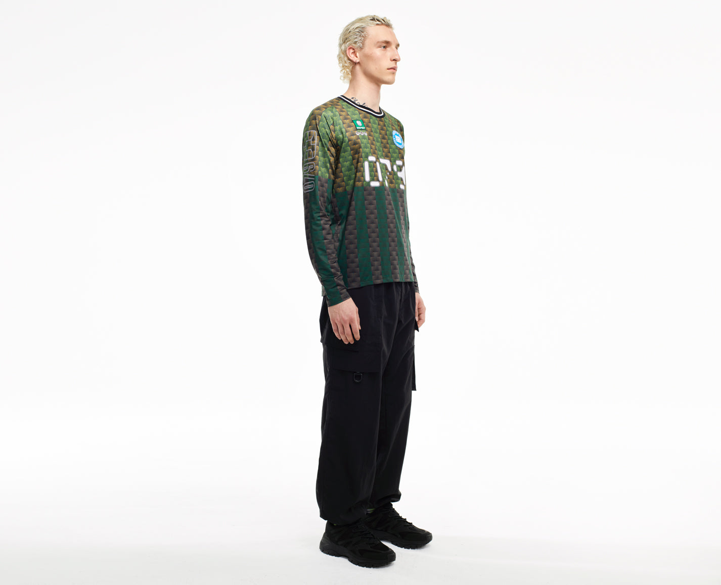 Herren Longsleeve, braun/grün