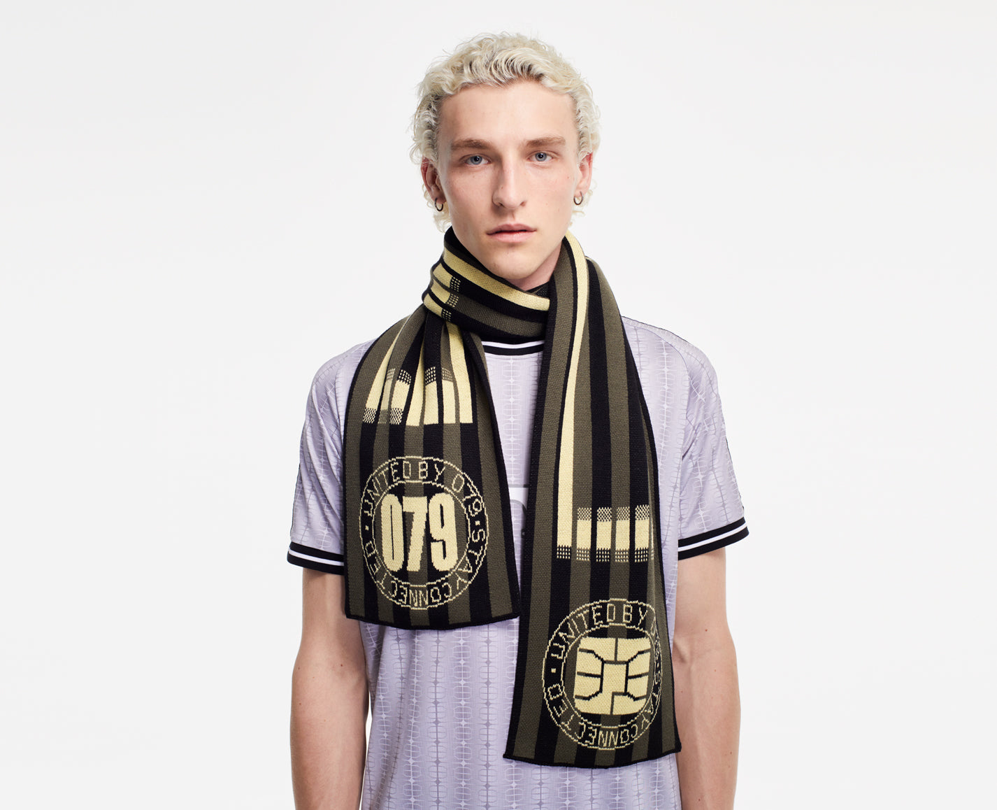 Fussballschal, khaki/gelb