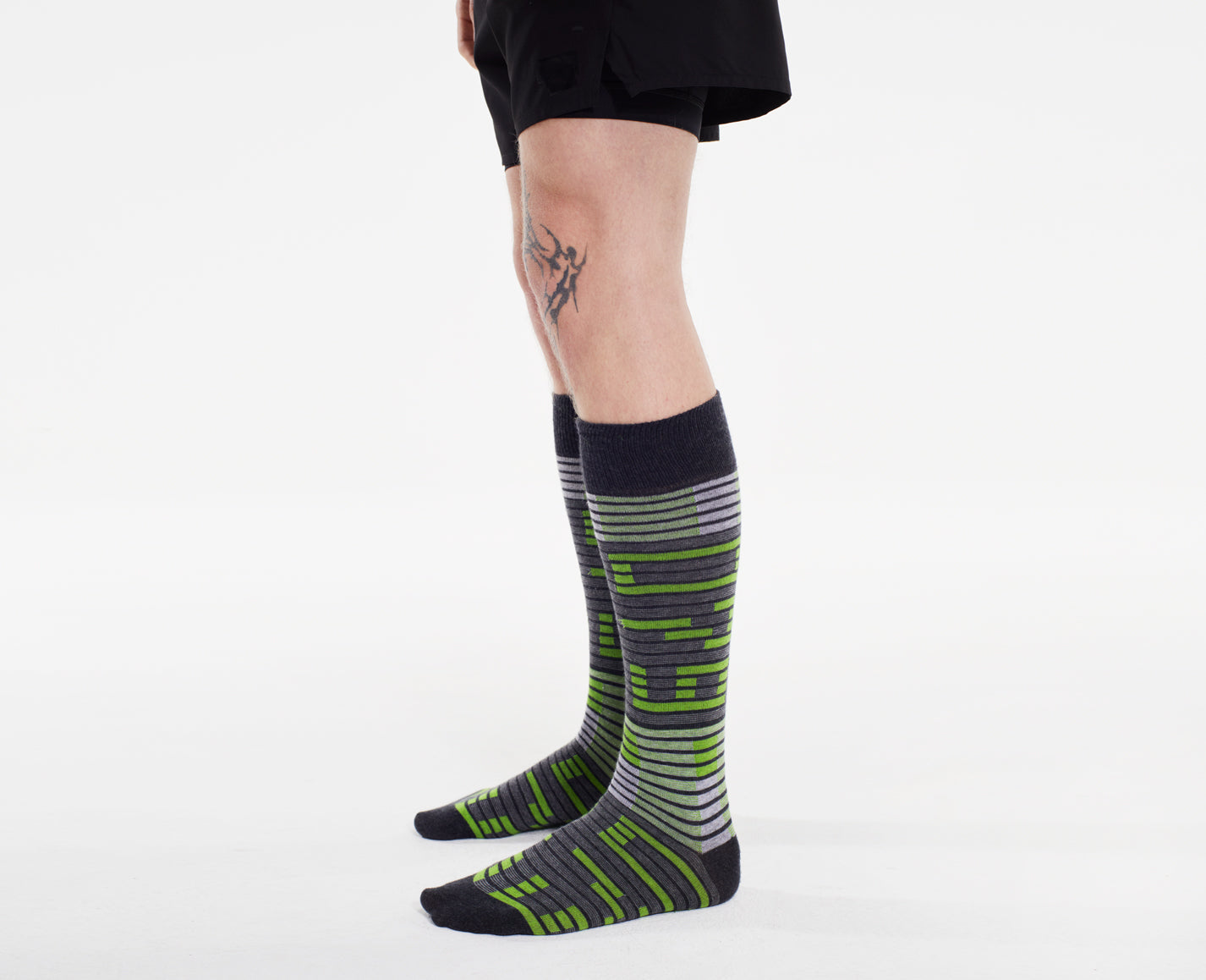 Fussballsocken, grau/lime