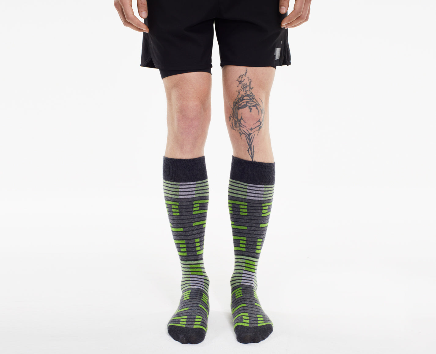 Fussballsocken, grau/lime