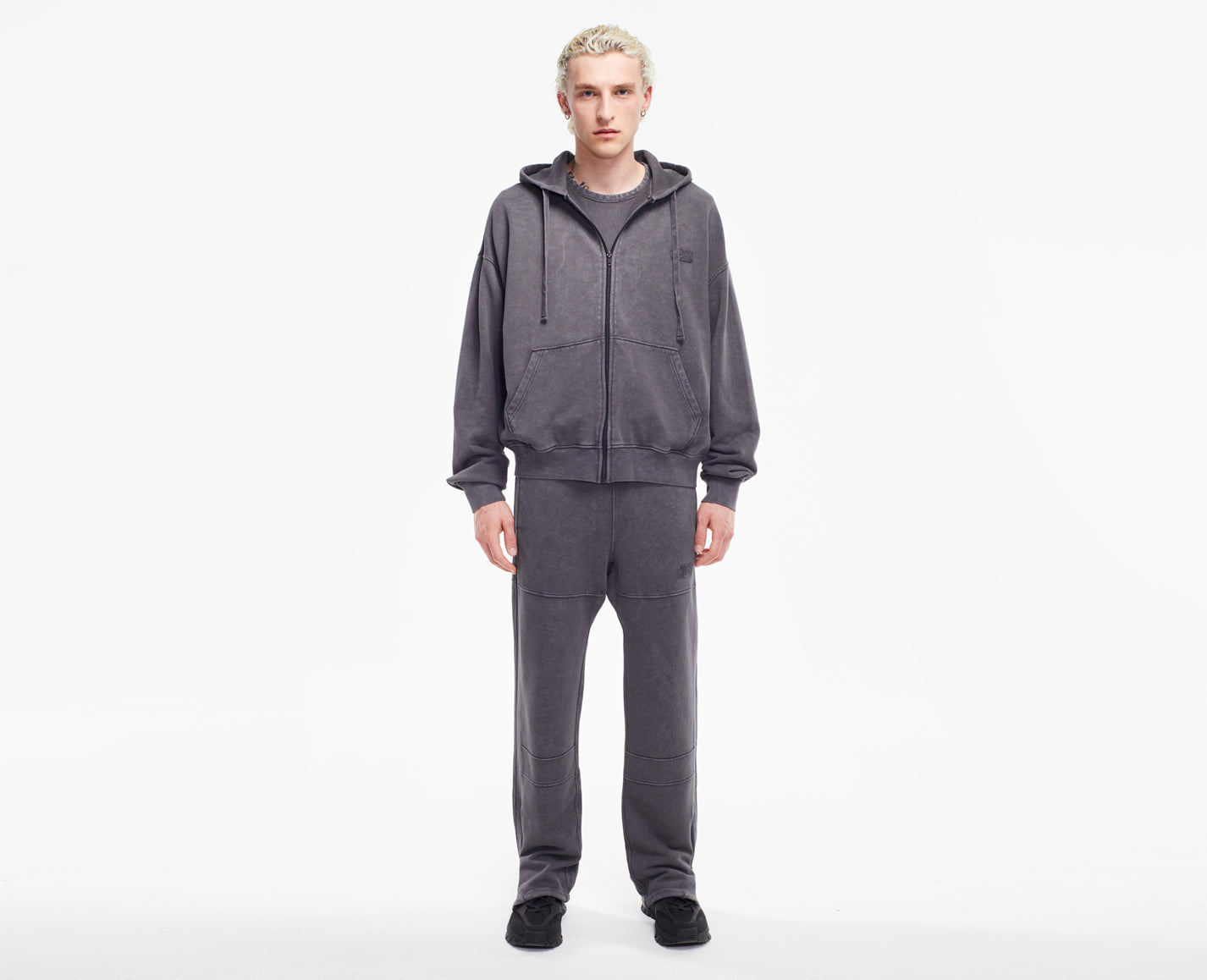 Herren Zipper Hoodie, schwarz Oversize