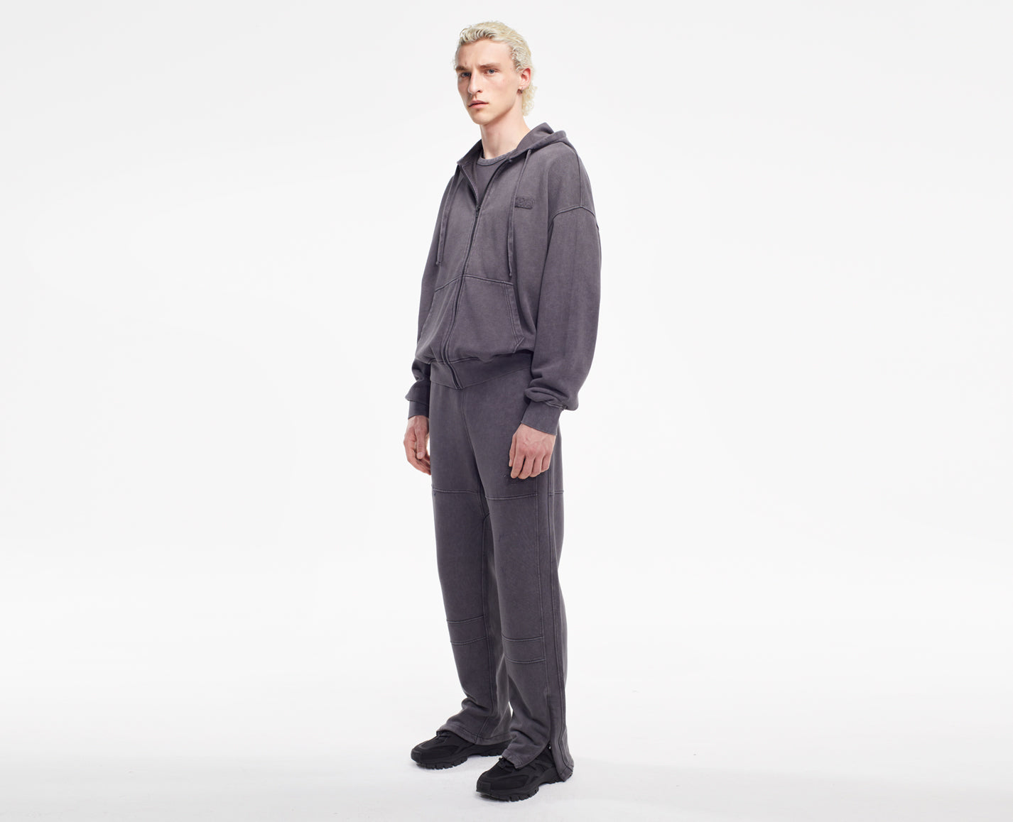Herren Zipper Hoodie, schwarz Oversize