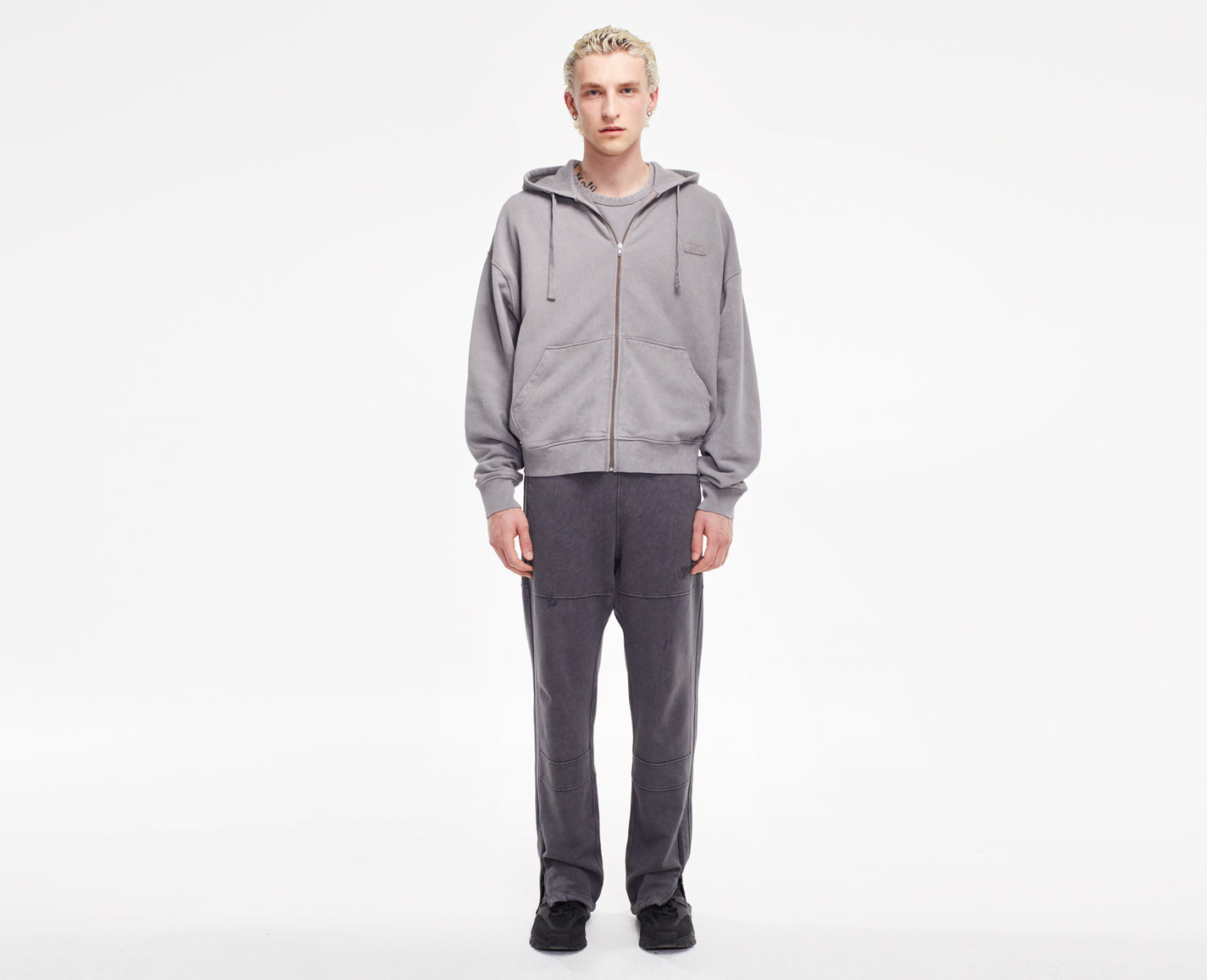 Herren Zipper Hoodie, grau Oversize