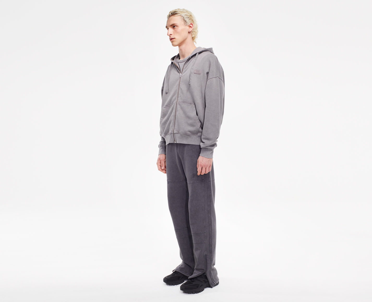Herren Zipper Hoodie, grau Oversize