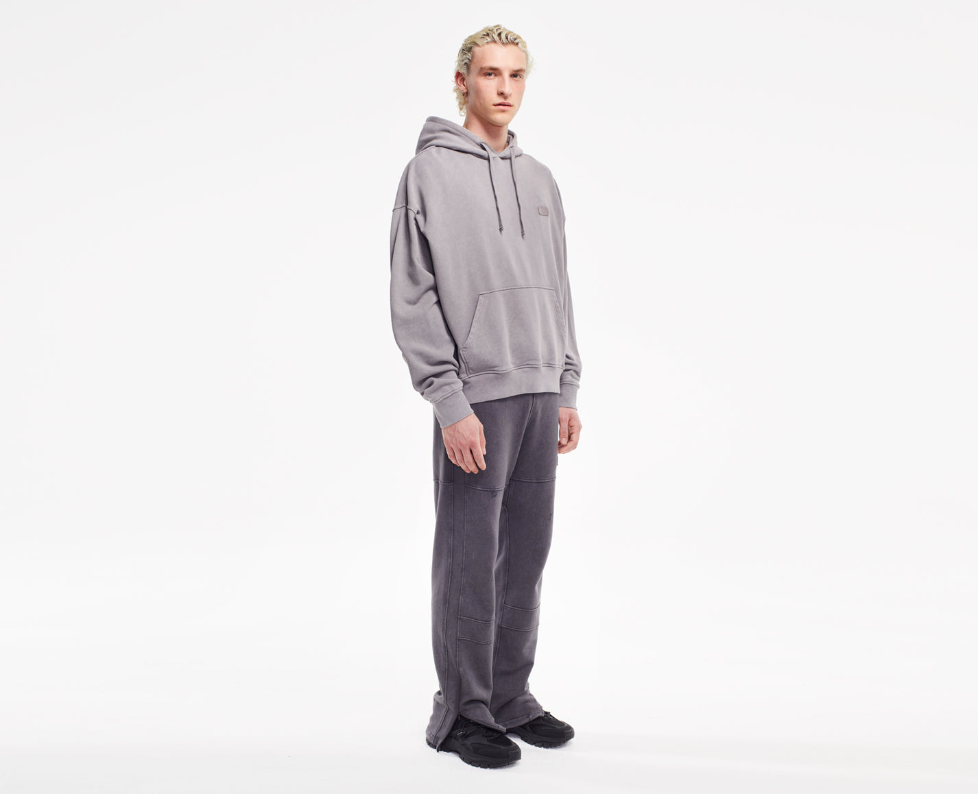 Herren Kapuzenpullover, grau Oversize