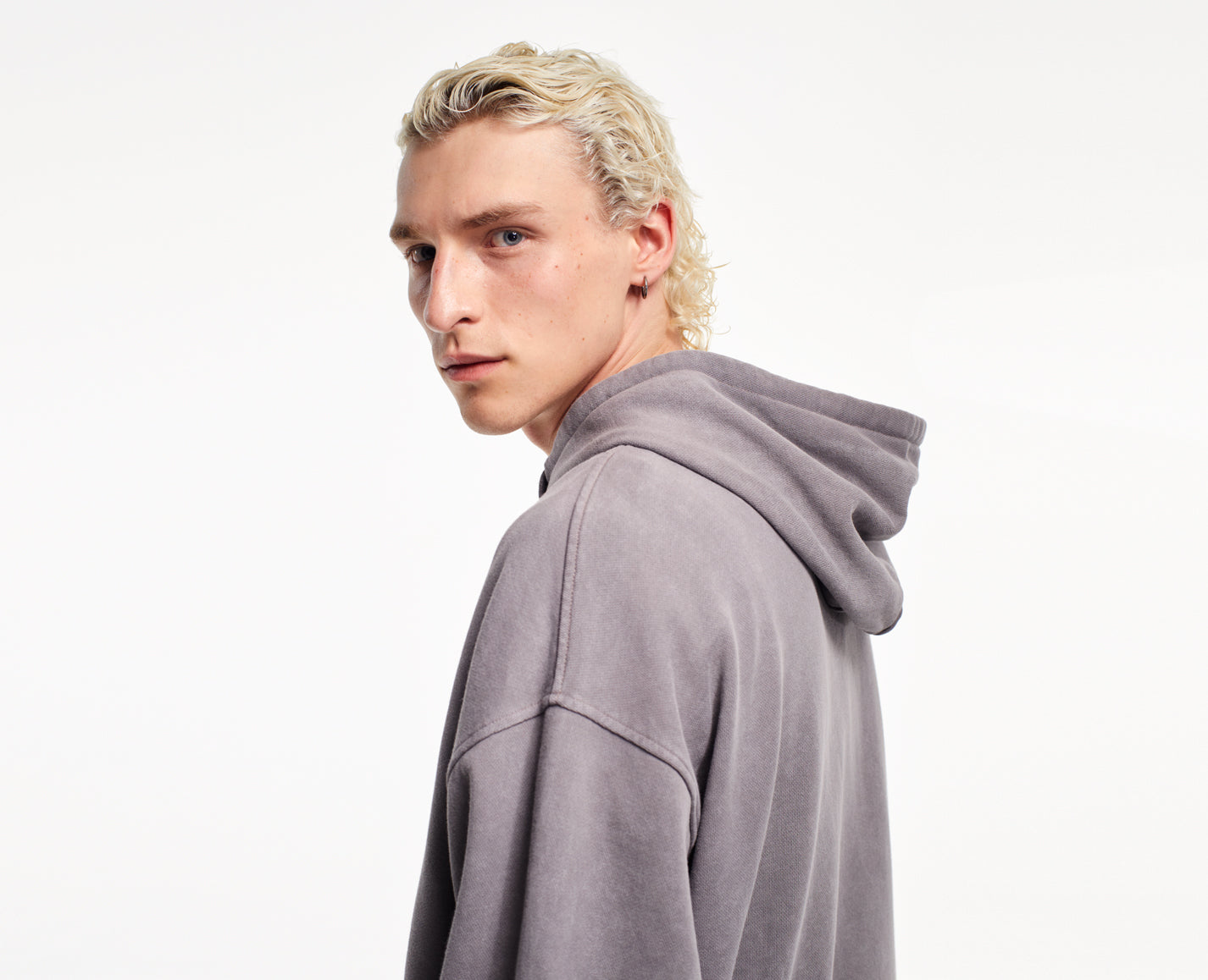 Herren Kapuzenpullover, grau Oversize