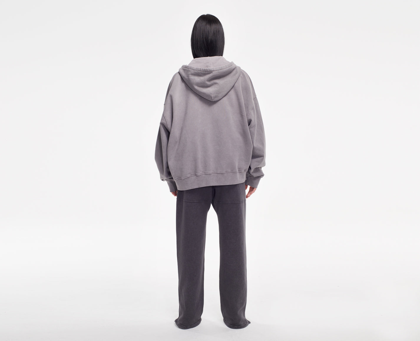 Damen Zipper Hoodie, grau Oversize