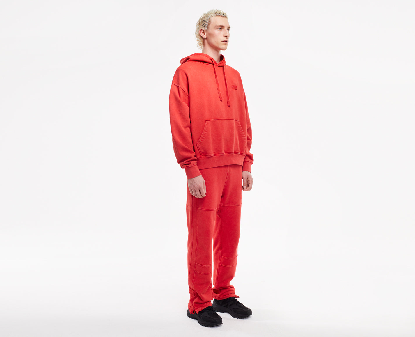 Herren Kapuzenpullover, rot Oversize