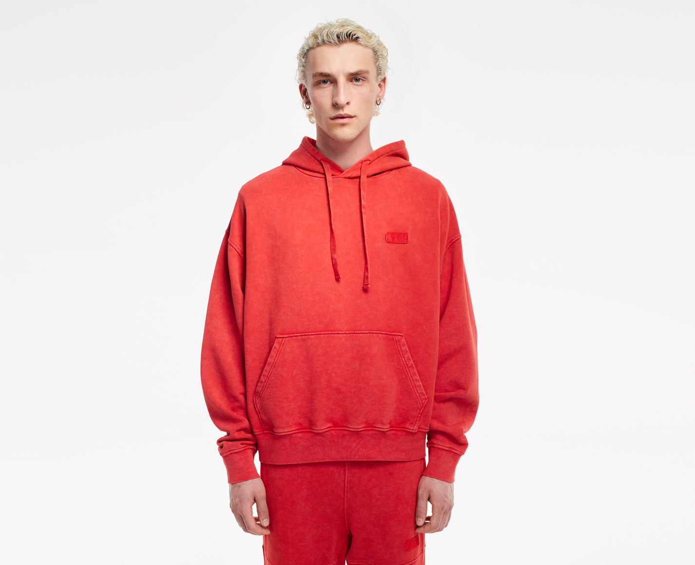 Herren Kapuzenpullover, rot Oversize