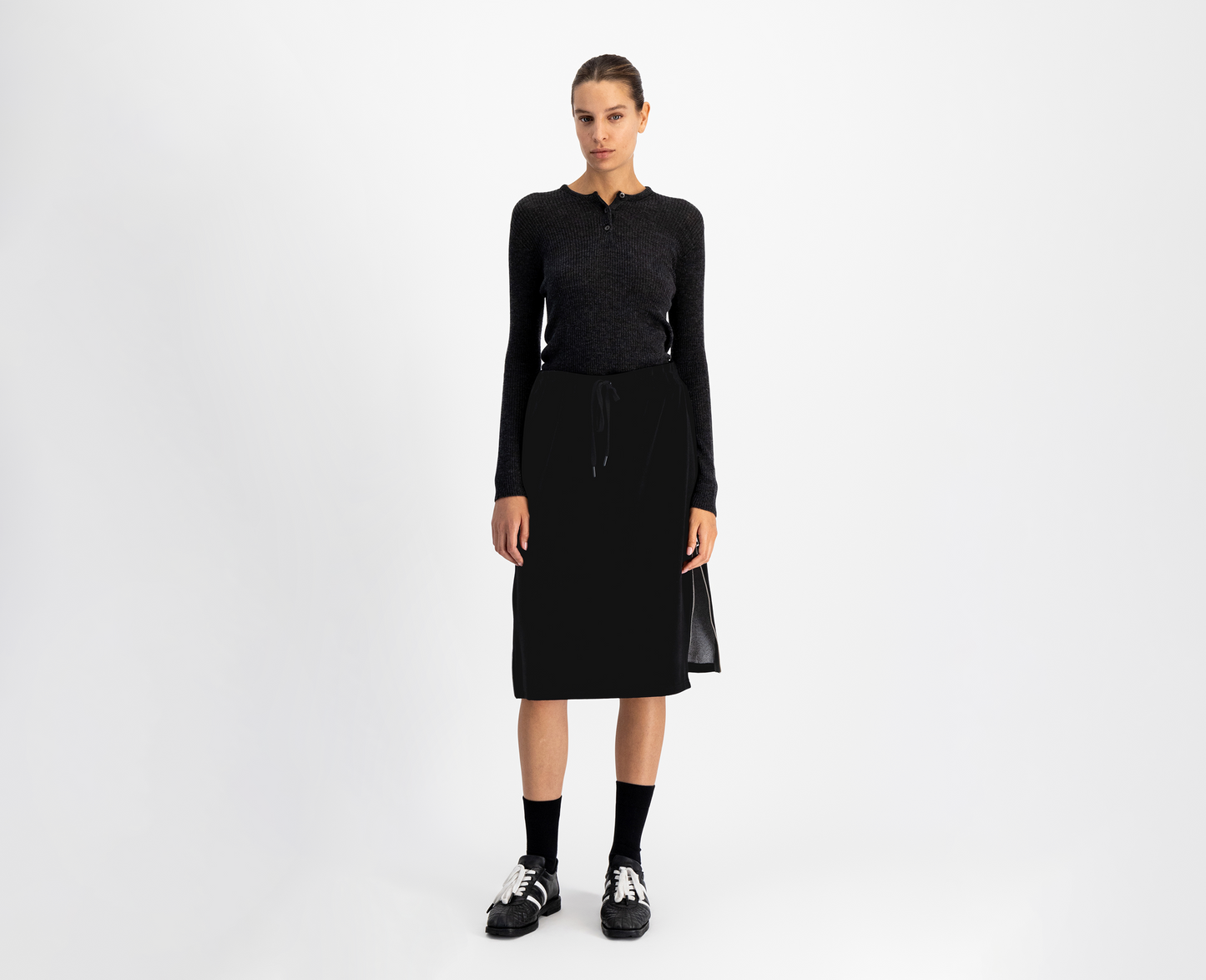Women's velvet jersey skirt, black