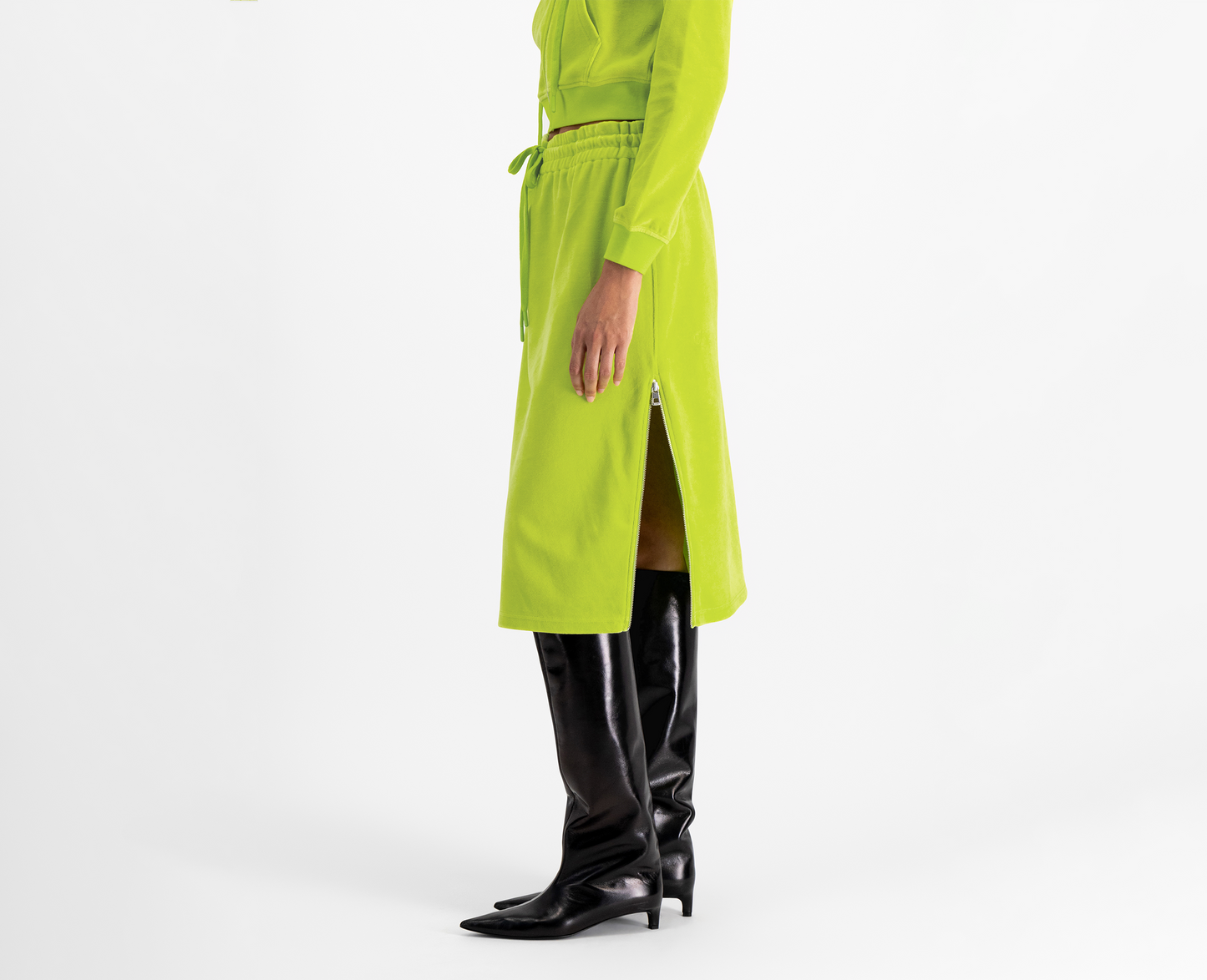 Women's velvet jersey skirt, lime