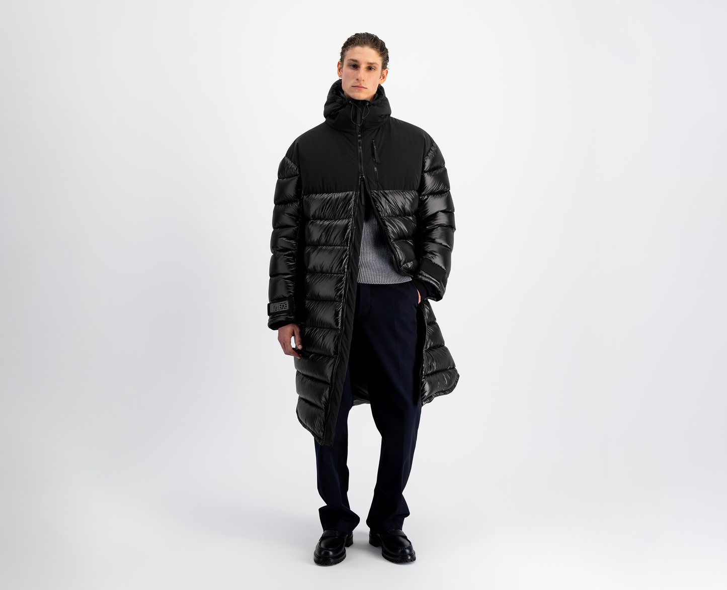 Herren Daunenmantel, schwarz