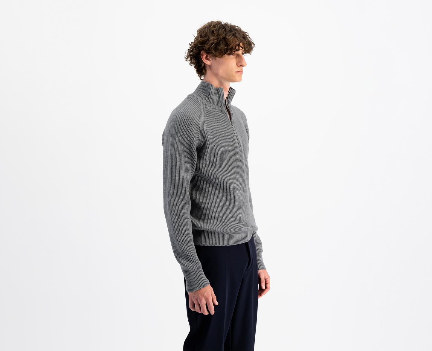 Herren Merino Half Zip Pullover, grau