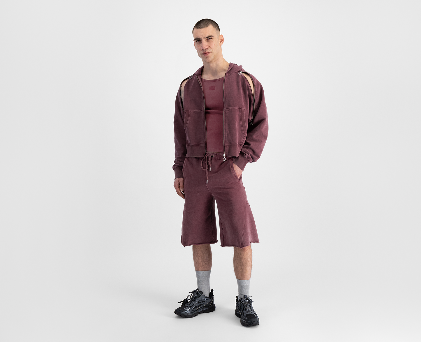 Débardeur côtelé pour homme, bordeaux