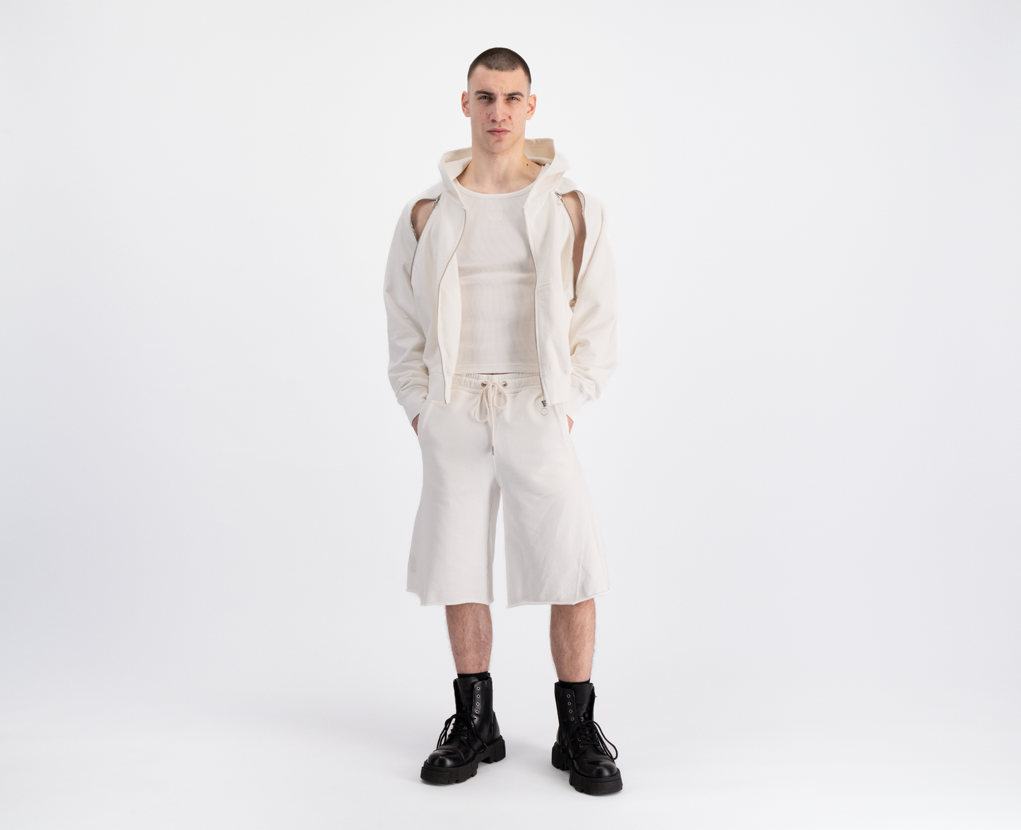 Women's ribbed tank top, off white