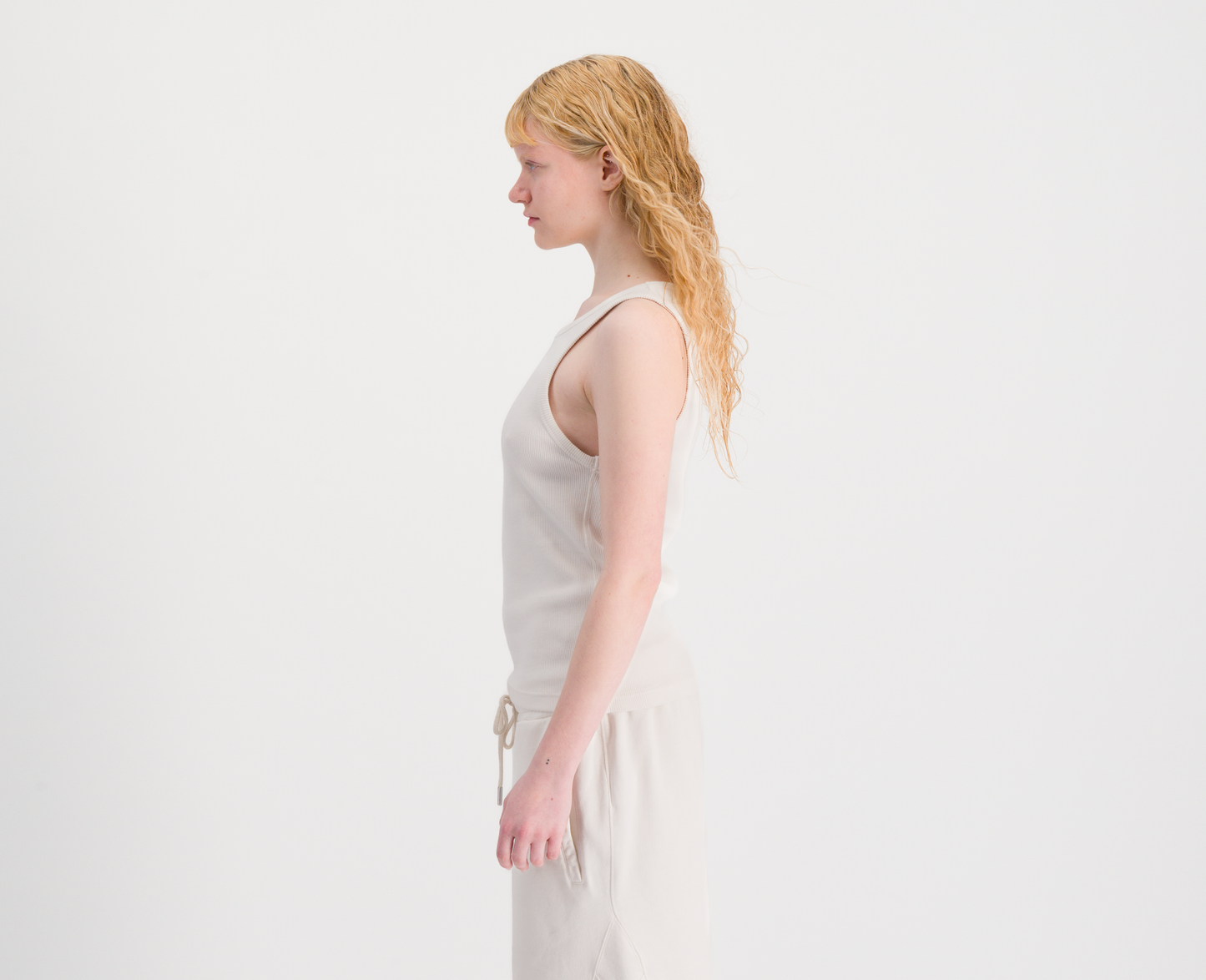 Women's ribbed tank top, off white