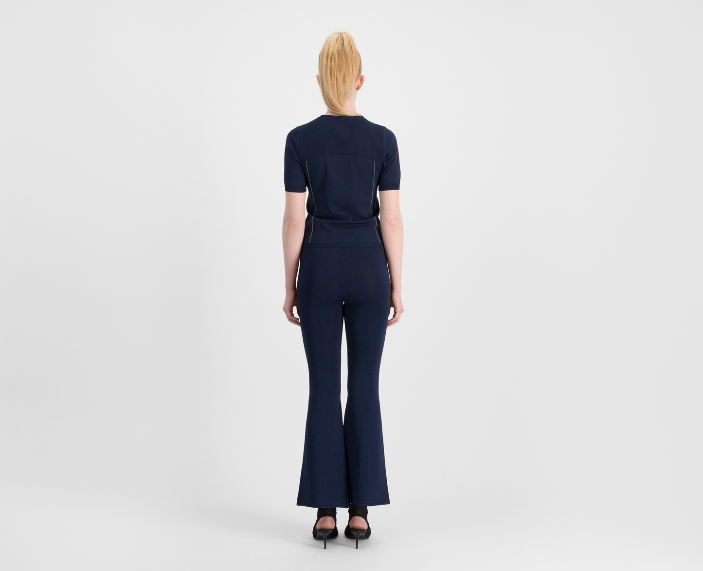 Women's knitted zip cardigan, navy