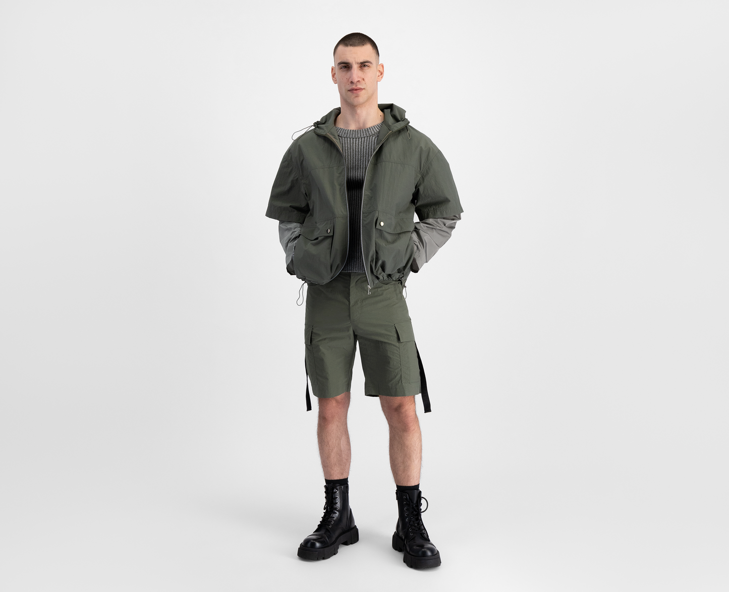 Men's lightweight jacket, khaki/grey