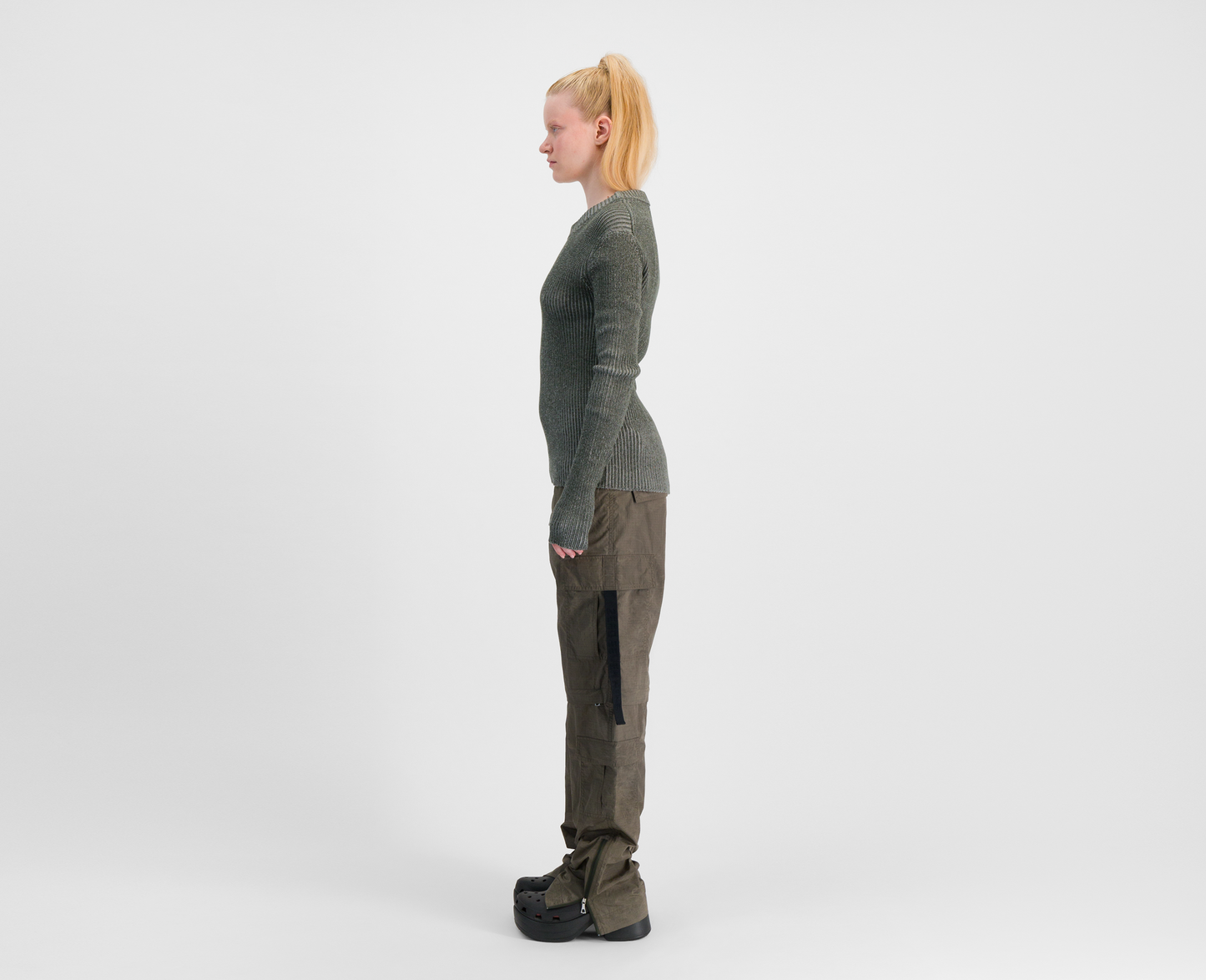 Women's knitted sweater, khaki