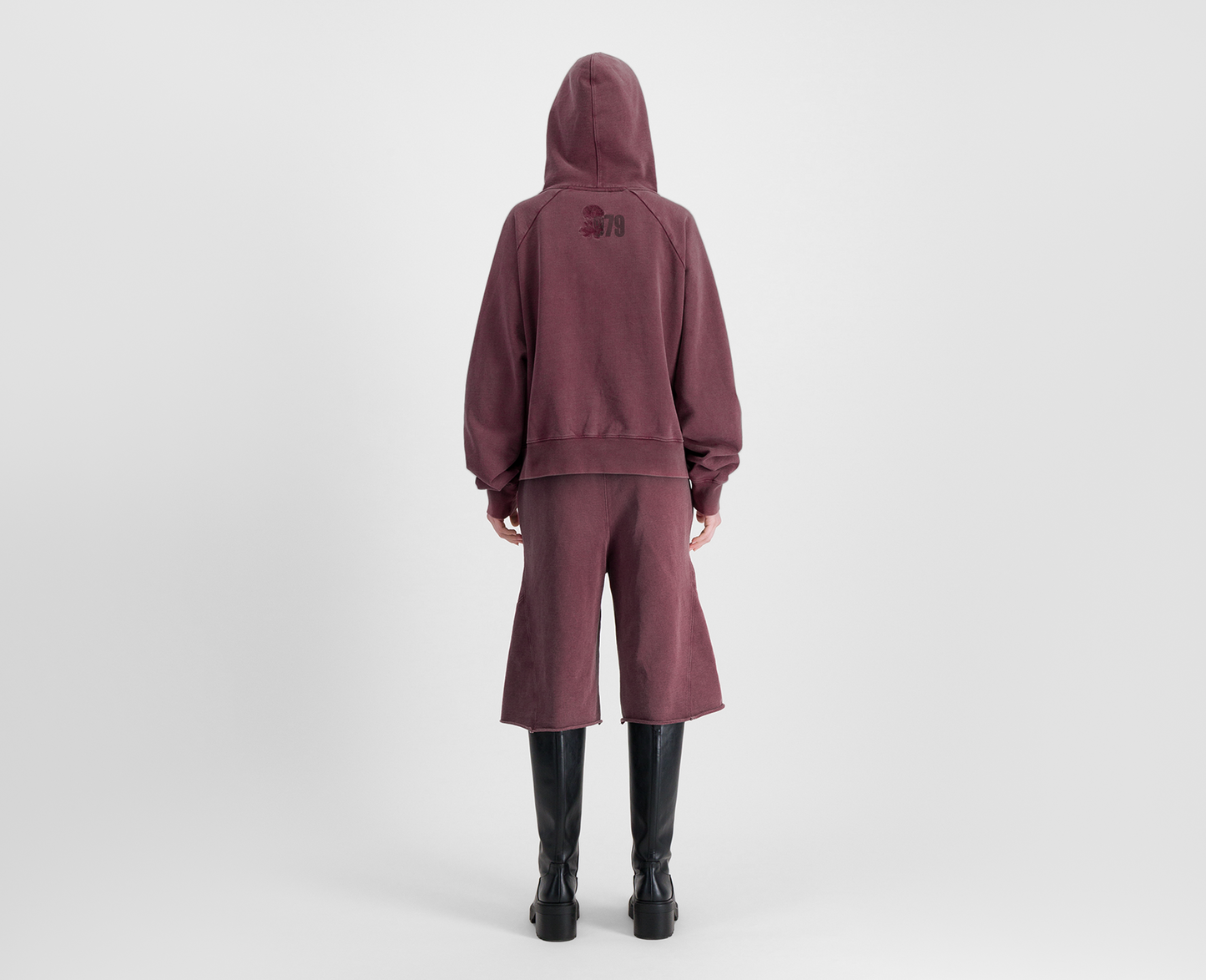 Damen Raglan Zip Hoodie, bordeaux