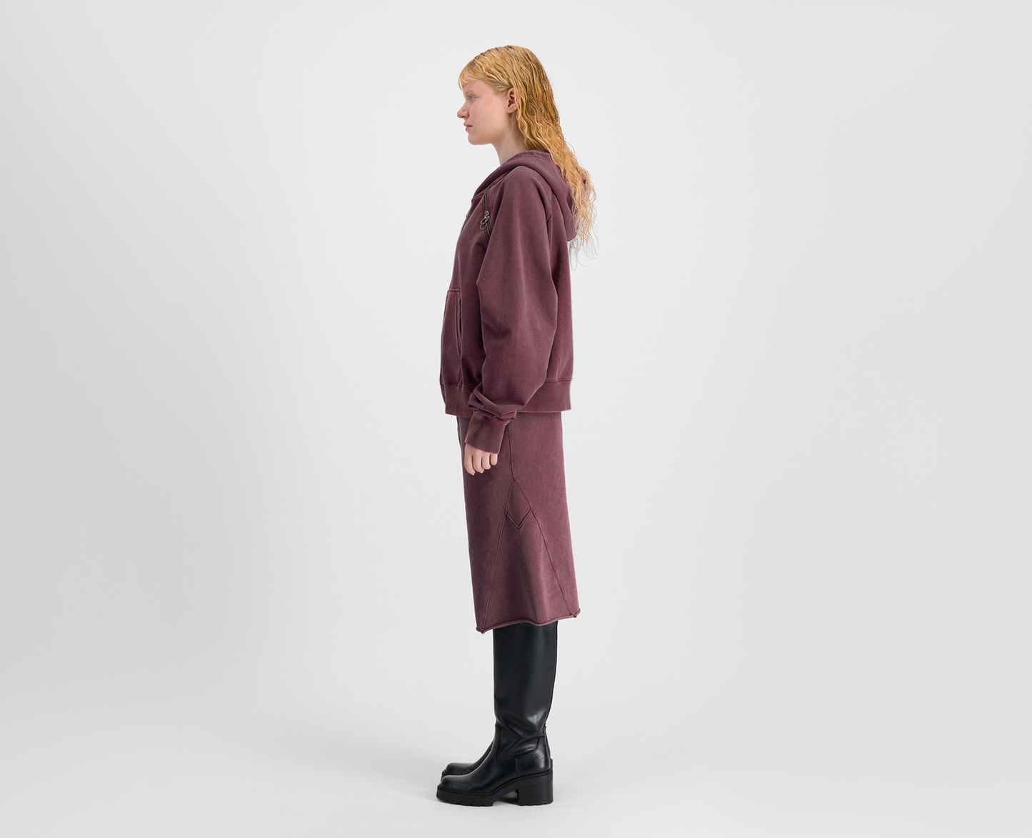 Damen Raglan Zip Hoodie, bordeaux