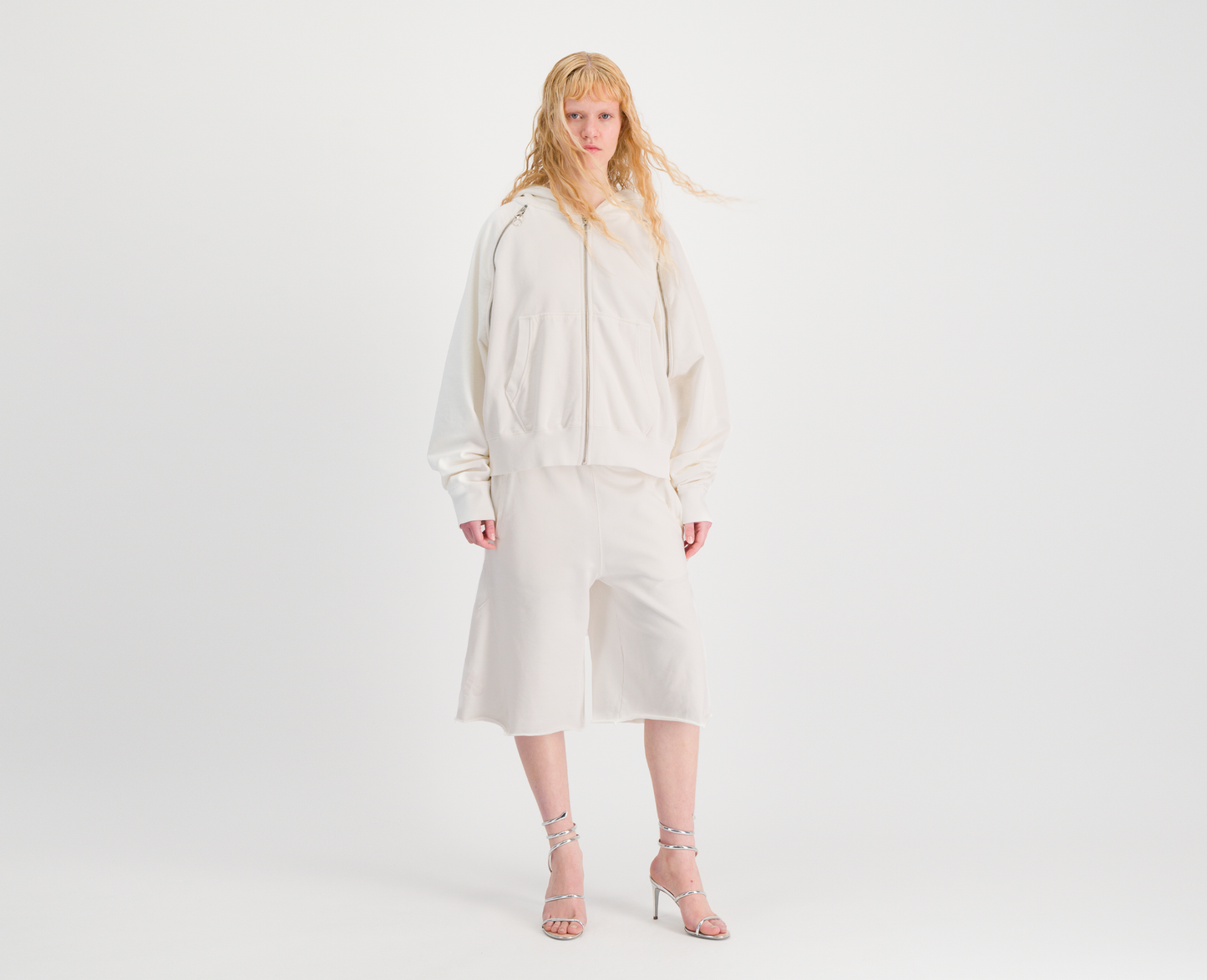 Women's raglan zip hoodie, off white