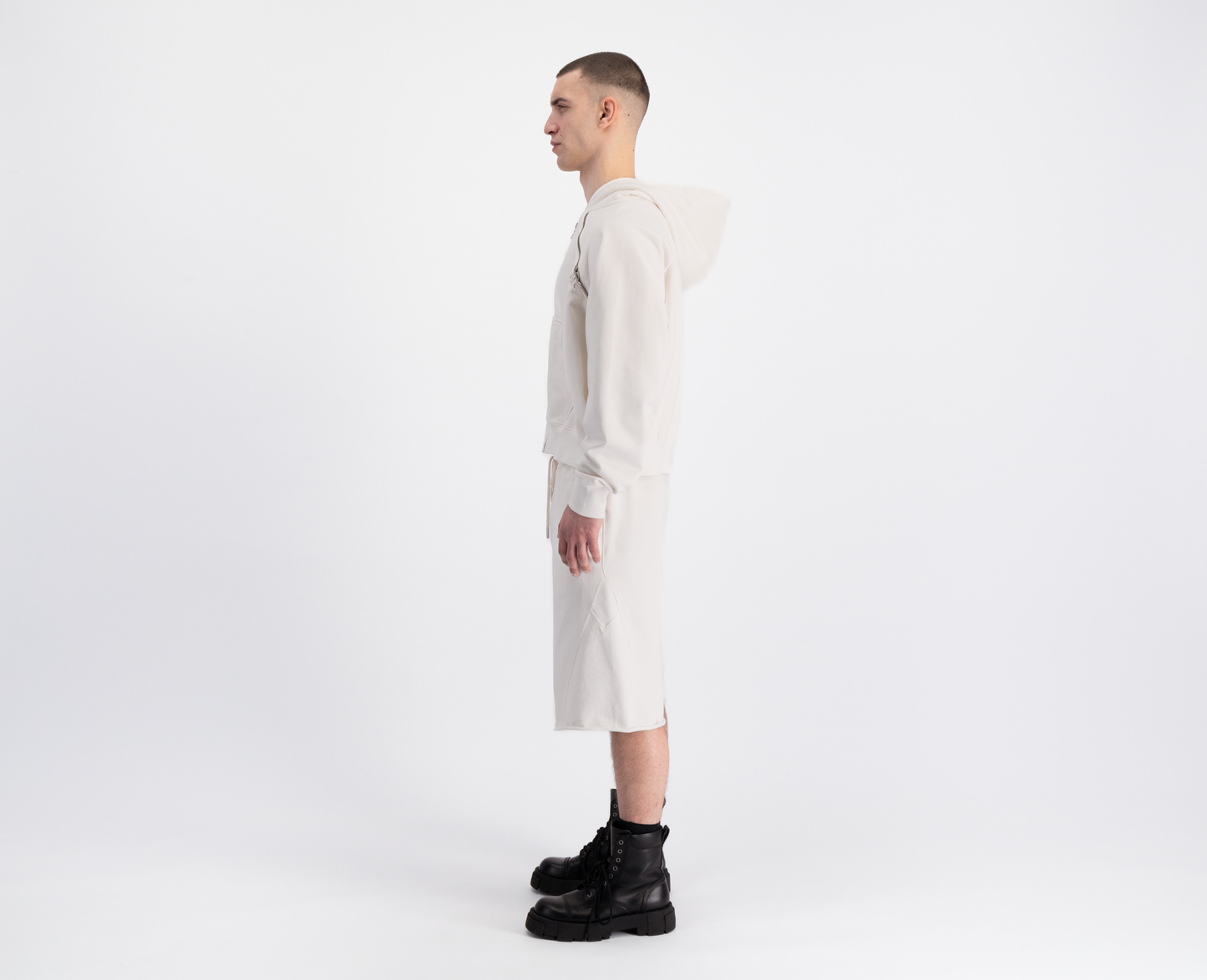 Men's raglan zip hoodie, off white