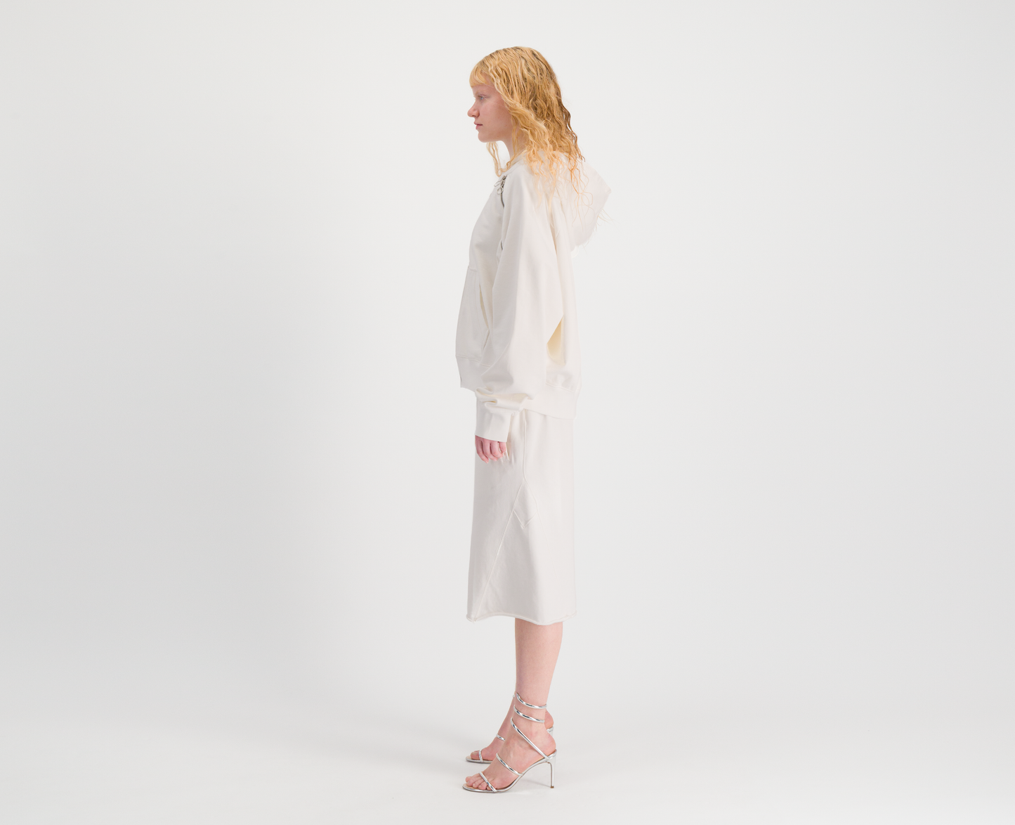 Women's raglan zip hoodie, off white