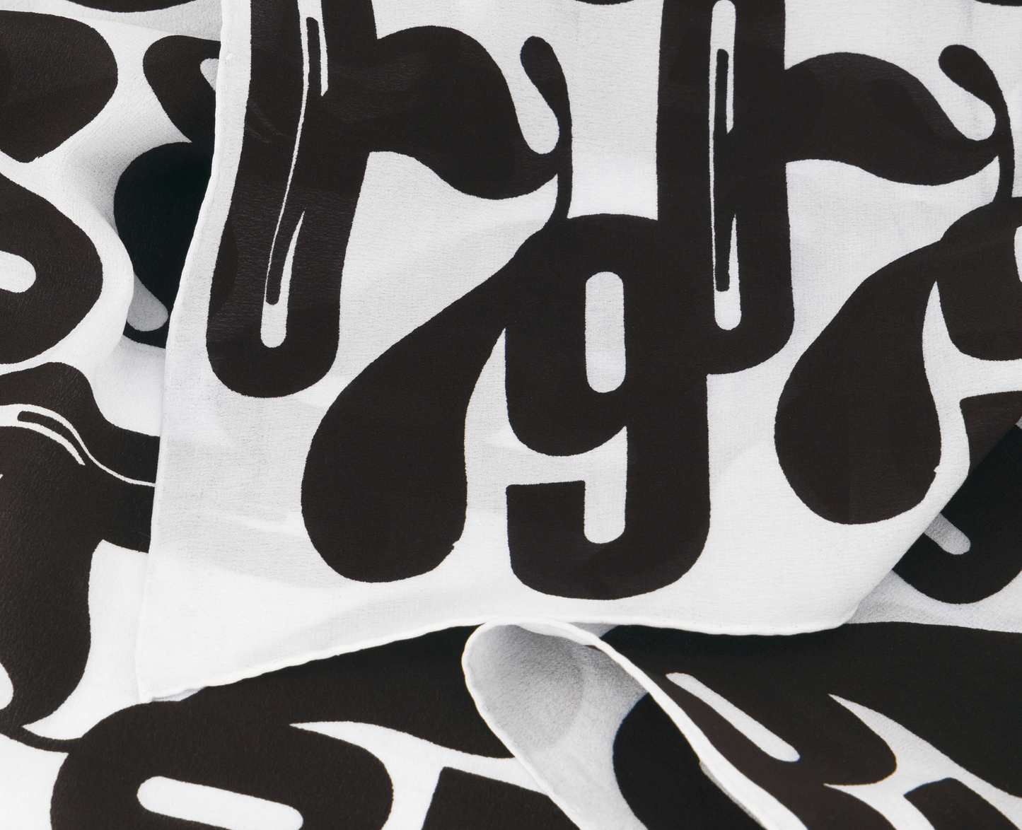Seiden Foulard "079 Logo Print", schwarz/weiss