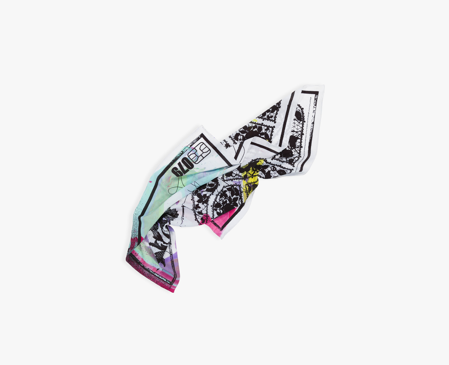 Seiden Foulard "Spitzen Print", mehrfarbig