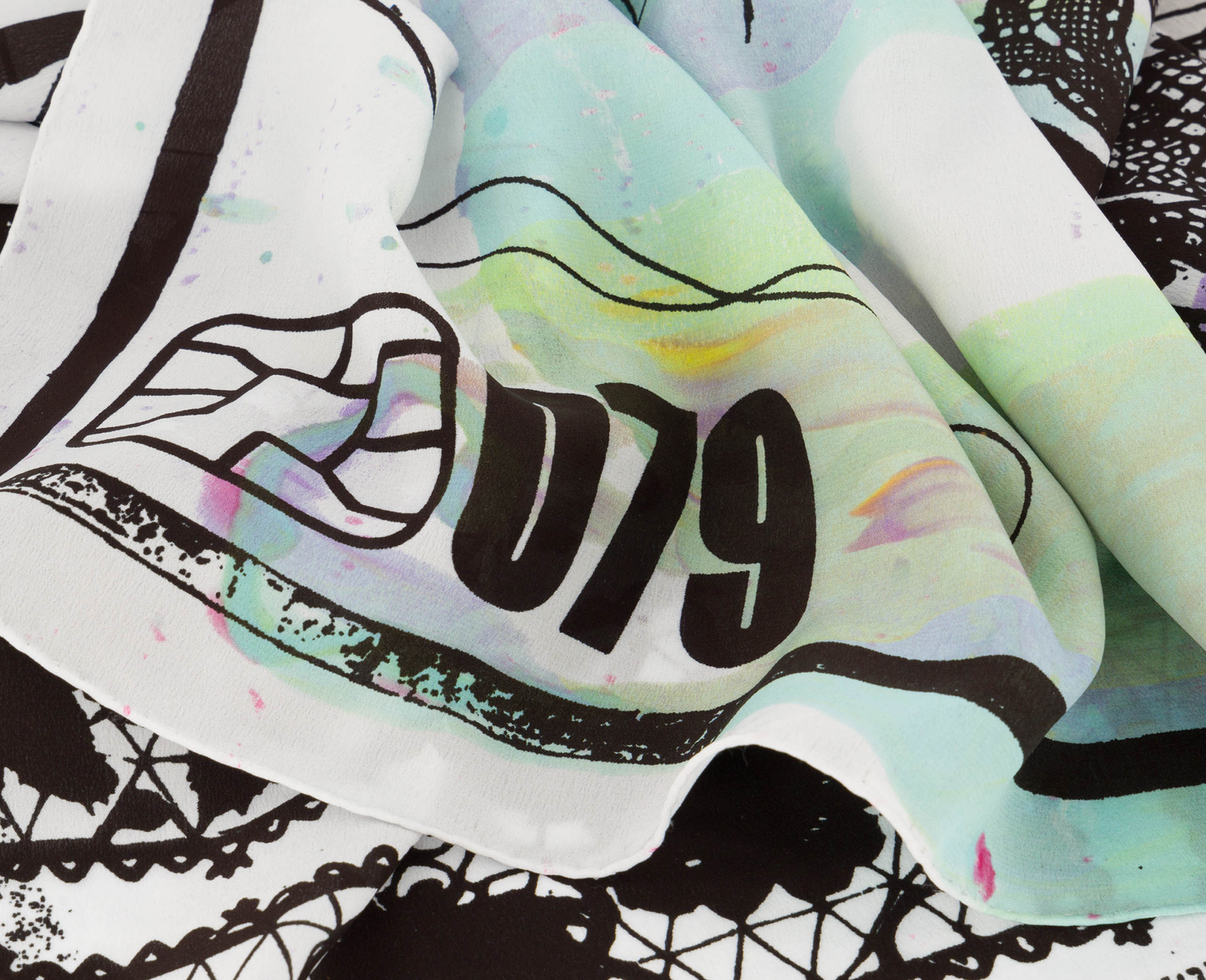 Seiden Foulard "Spitzen Print", mehrfarbig