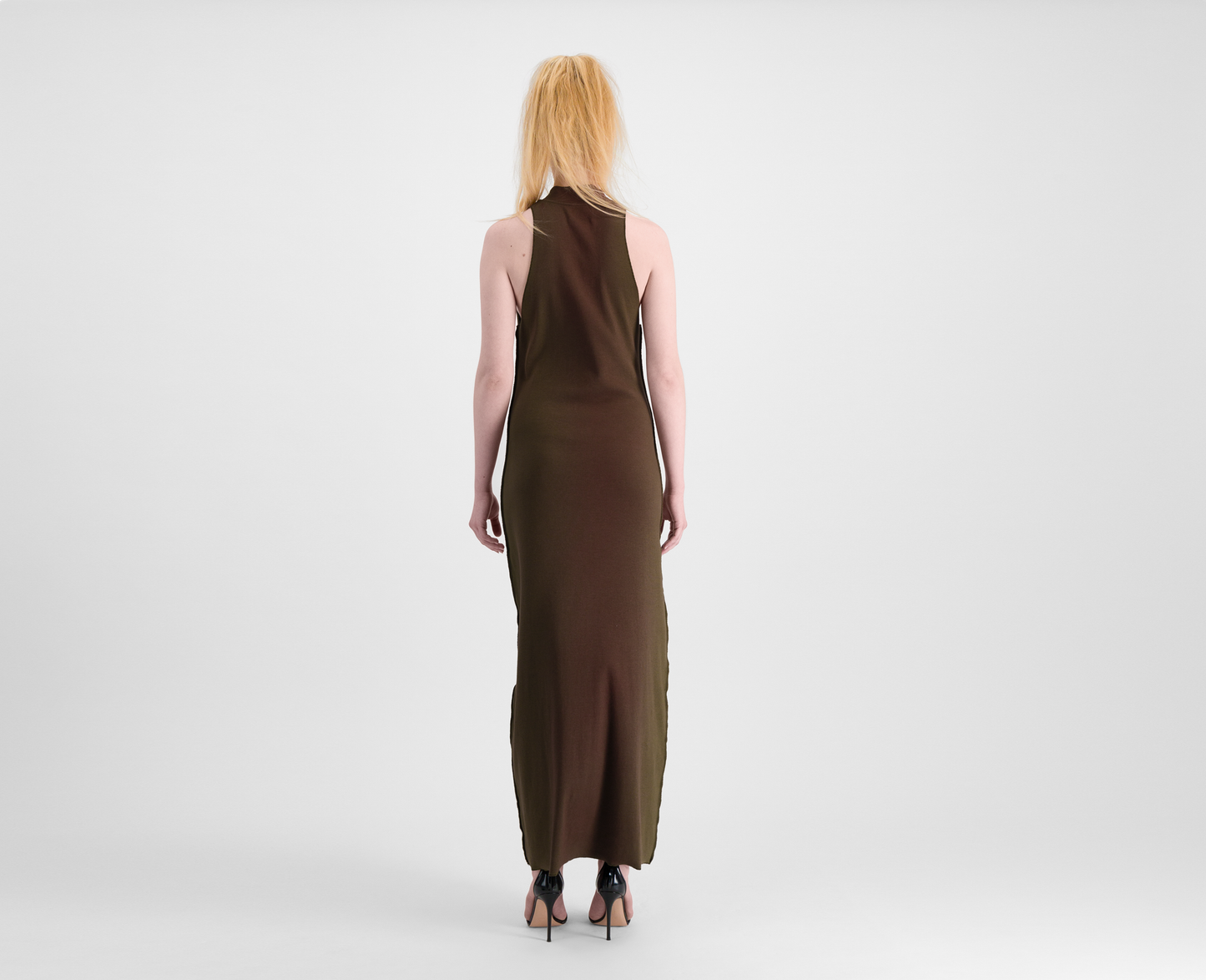 Women's ribbed maxi dress, burgundy/khaki