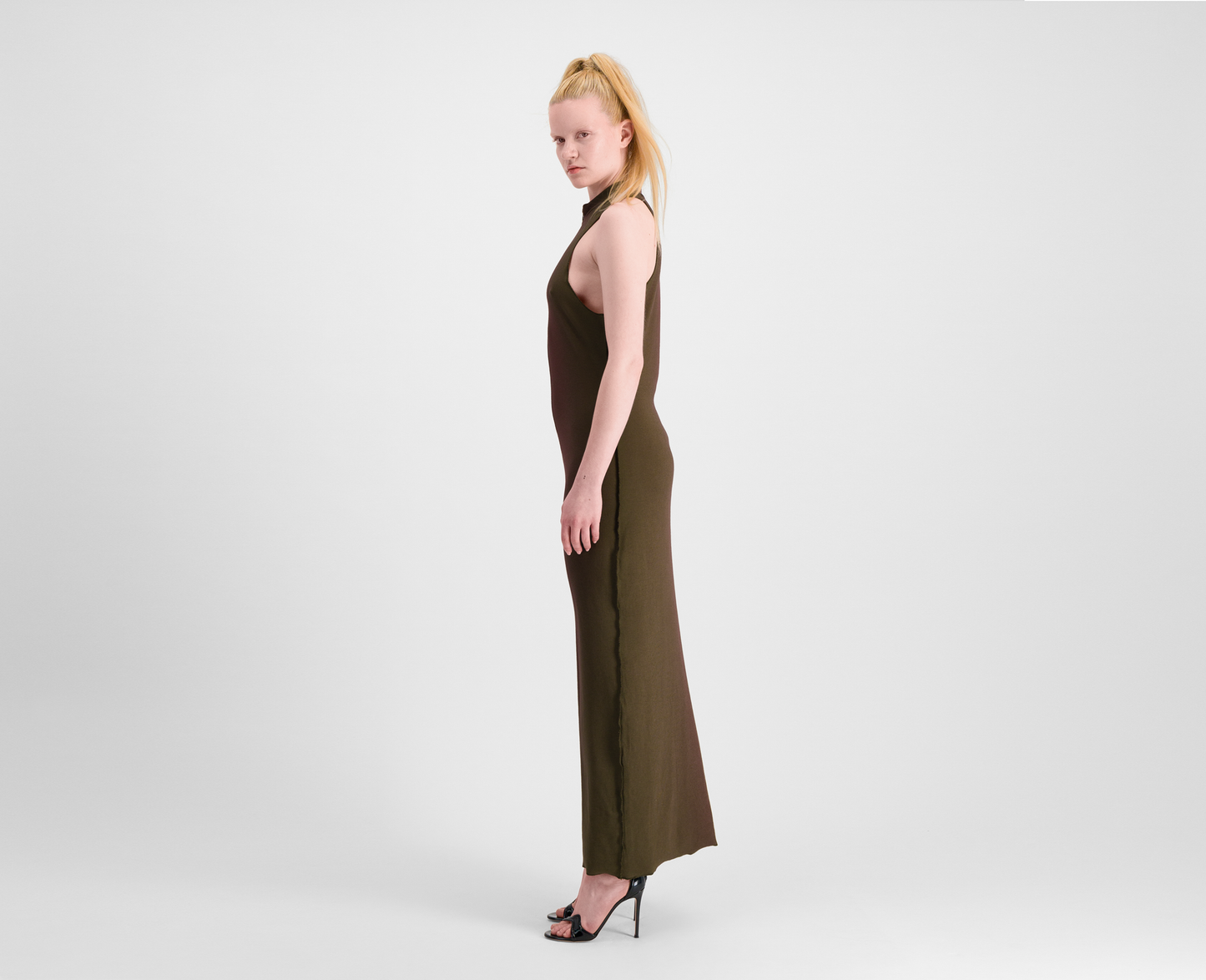 Women's ribbed maxi dress, burgundy/khaki