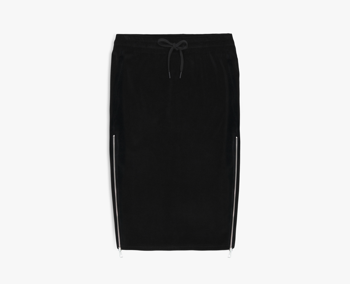 Women's velvet jersey skirt, black