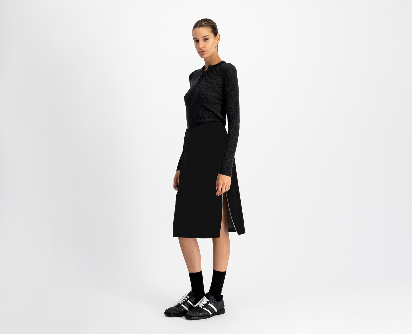 Women's velvet jersey skirt, black