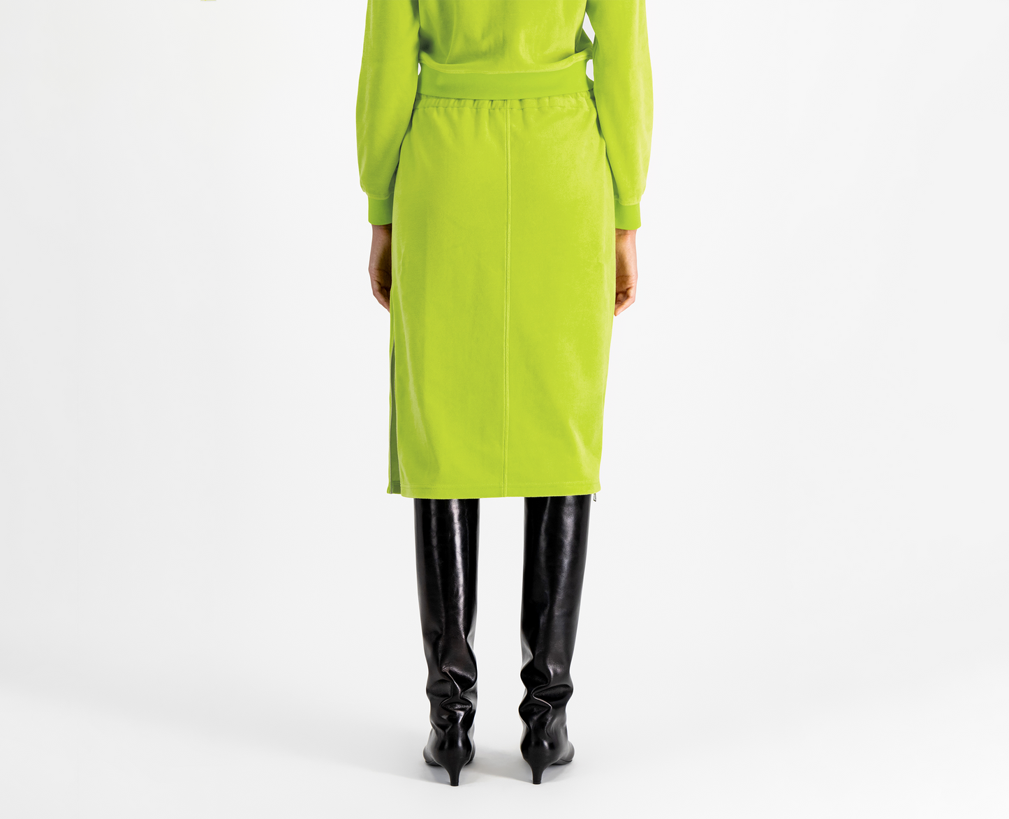 Women's velvet jersey skirt, lime