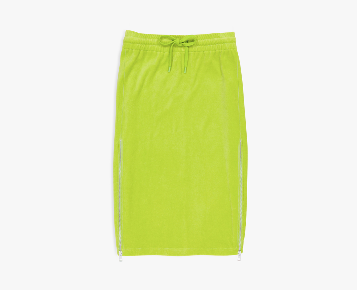 Gonna da donna in jersey di velluto, lime