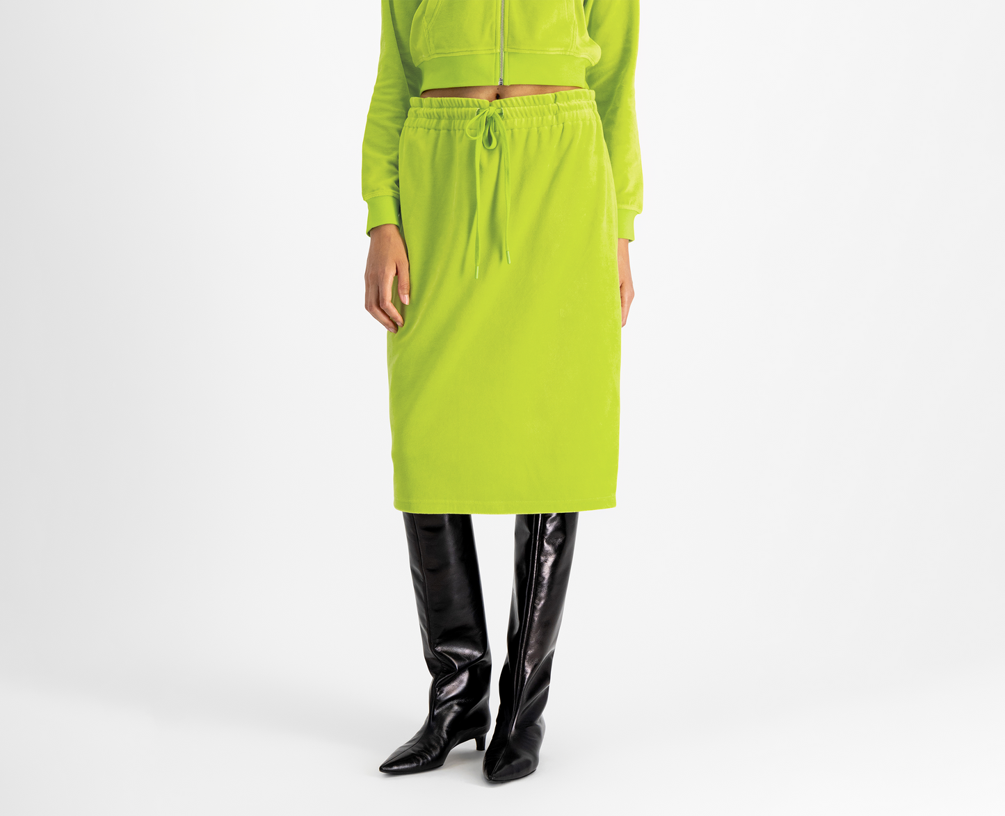 Jupe femme en jersey velours, citron vert