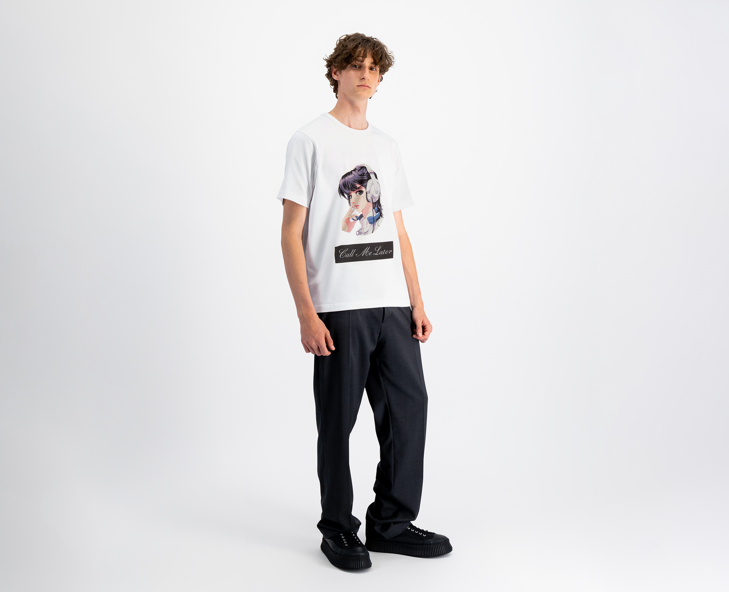 T-shirt homme imprimé "Call Me Later", blanc