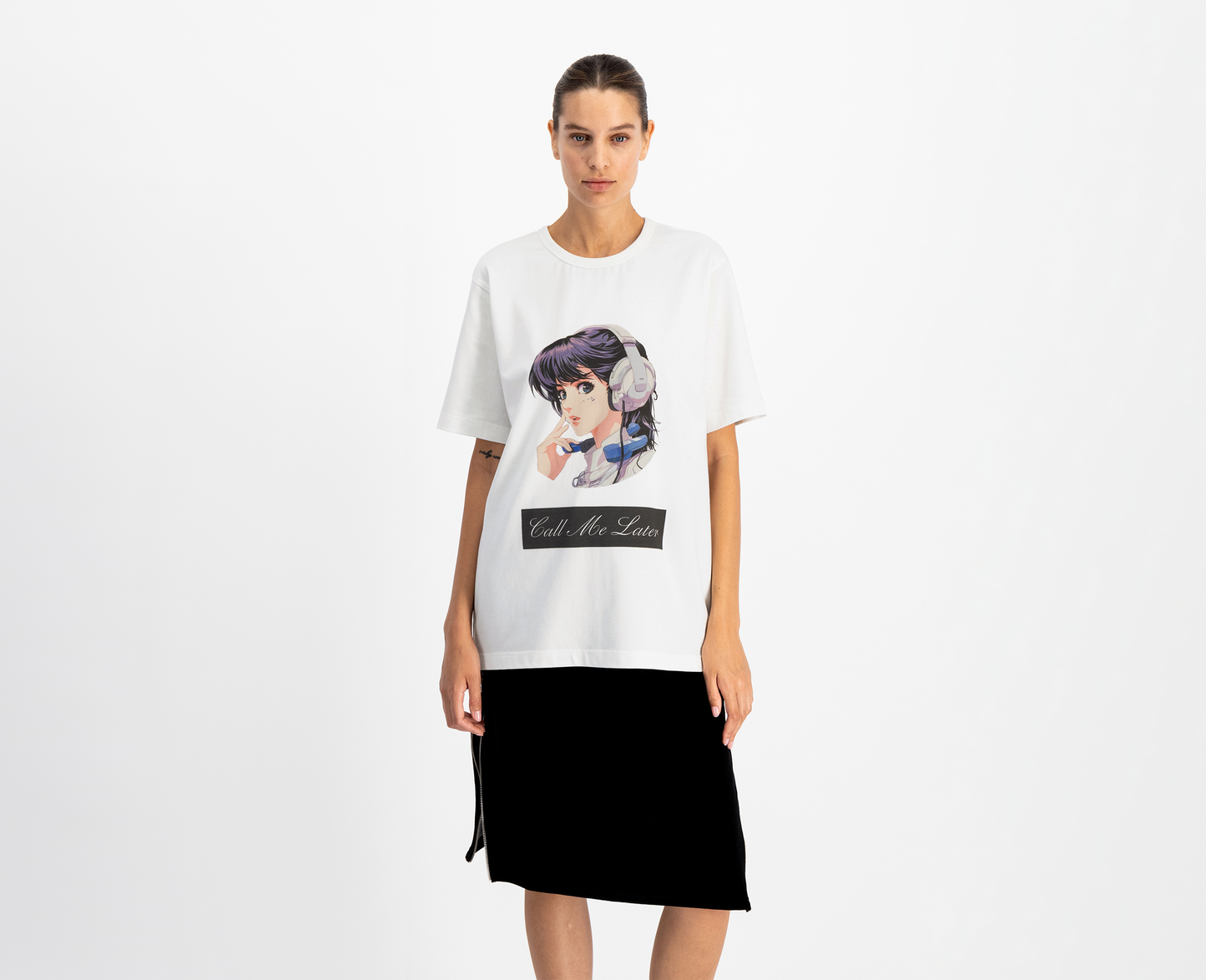 Damen T-Shirt "Call me later" Print, weiss