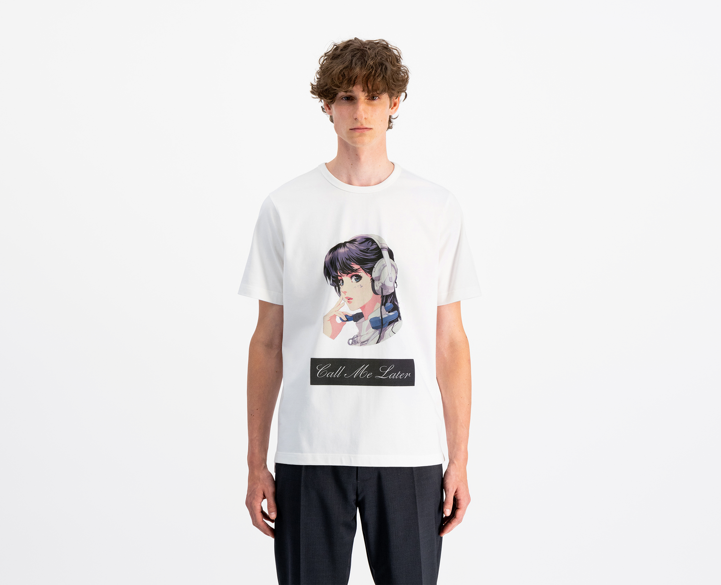 Men's "Call Me Later" print t-shirt, white