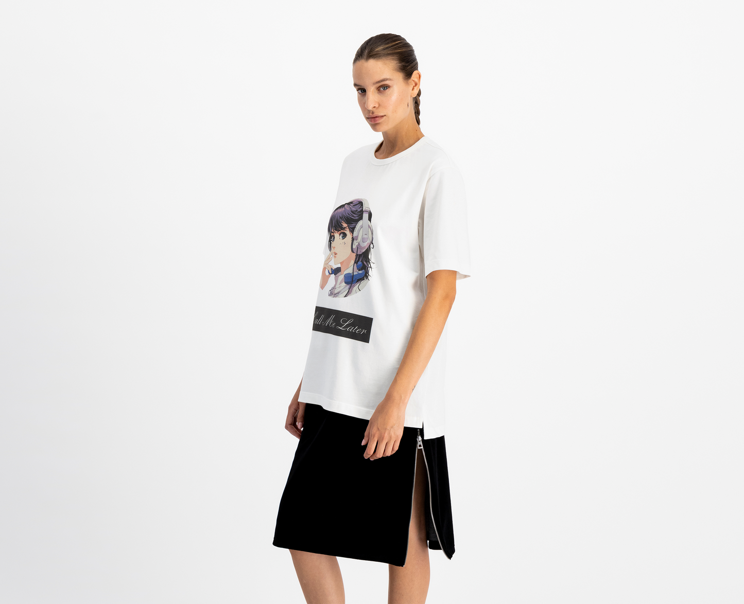 Damen T-Shirt "Call me later" Print, weiss