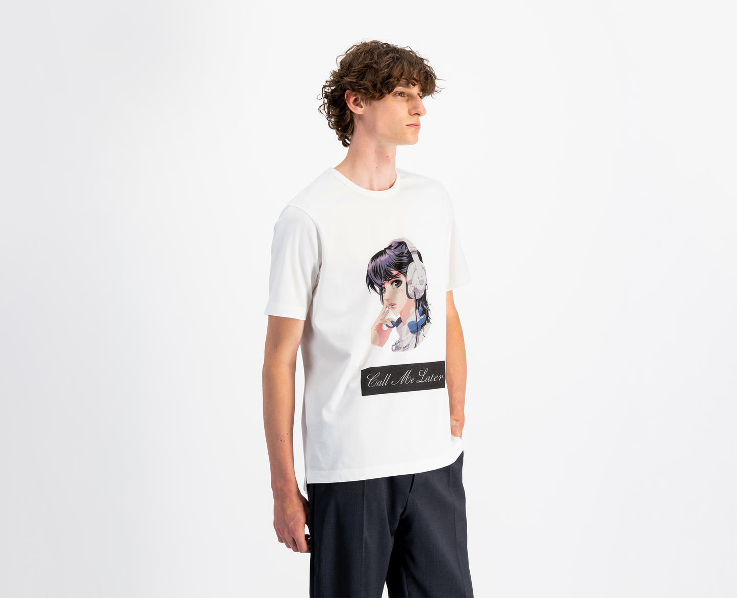 T-shirt homme imprimé "Call Me Later", blanc