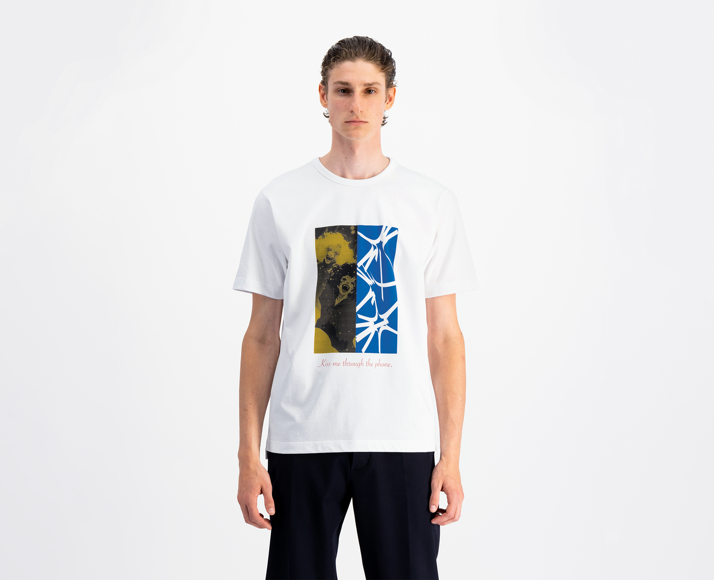 T-shirt pour hommes "Kiss Me", blanc