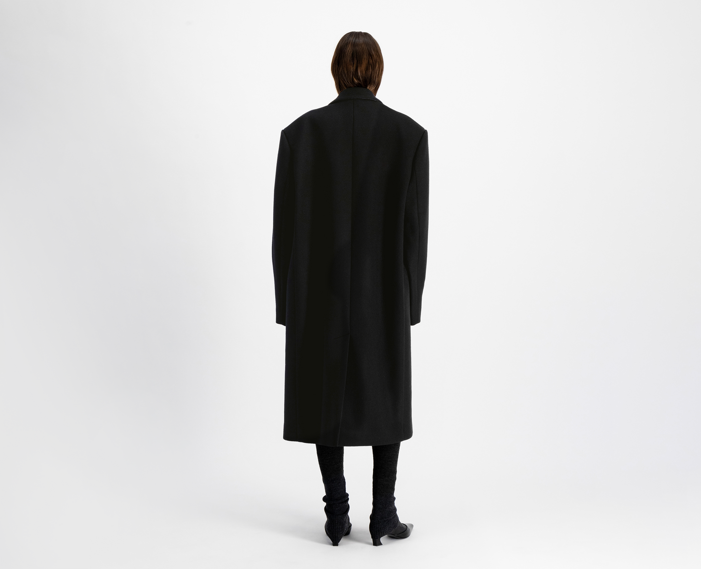 Women's long wool coat, black