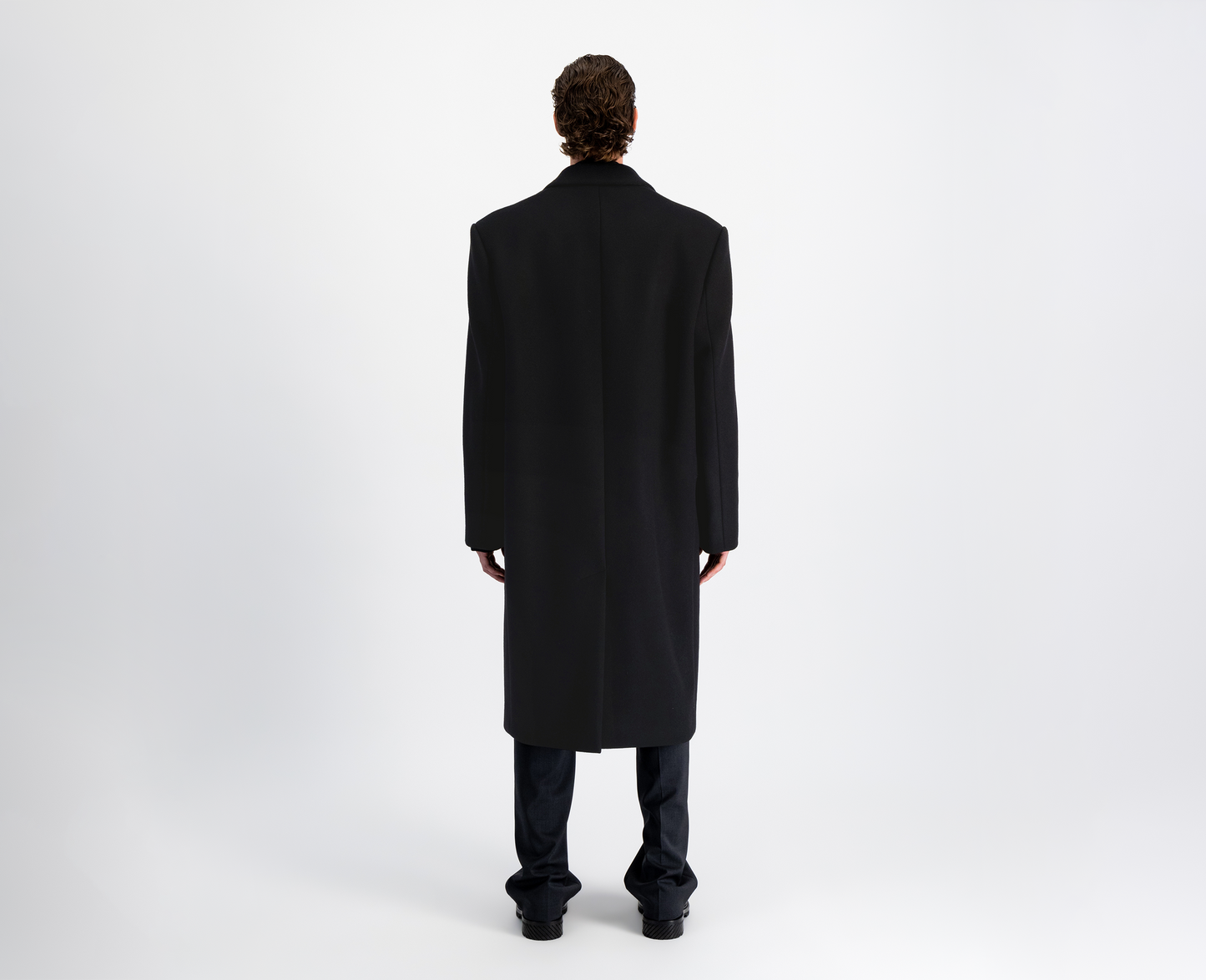 Men's long wool coat, black