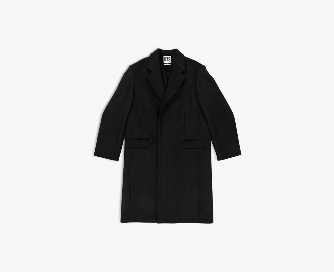 Women's long wool coat, black