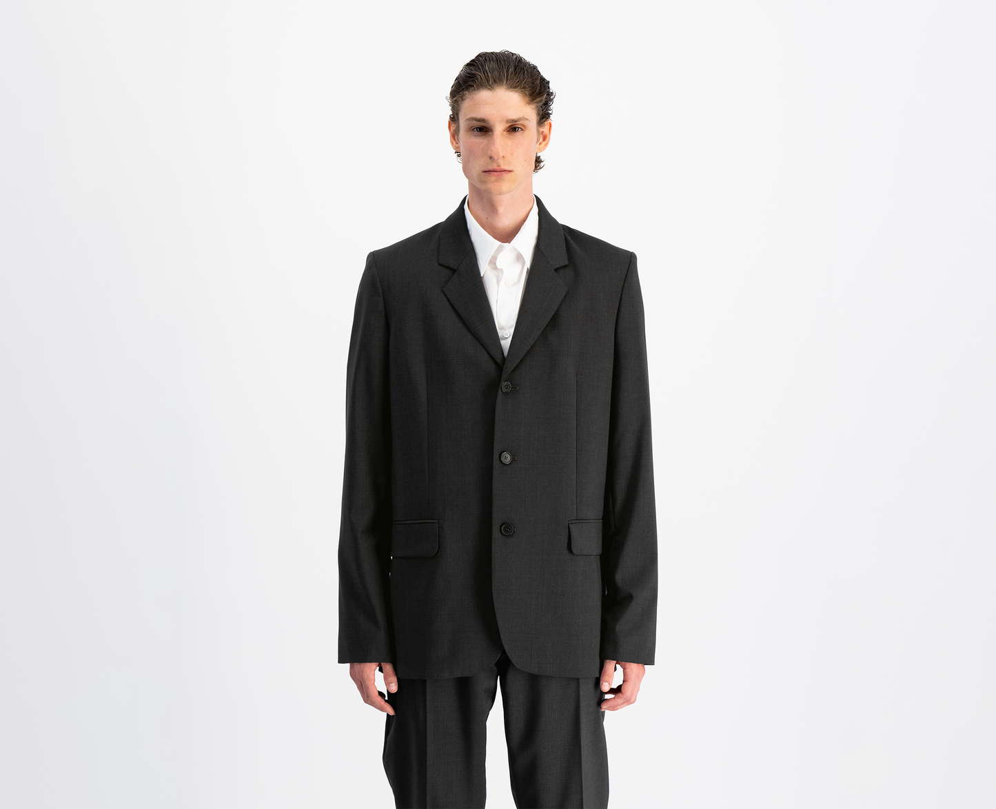 Blazer oversize en laine pour homme, anthracite