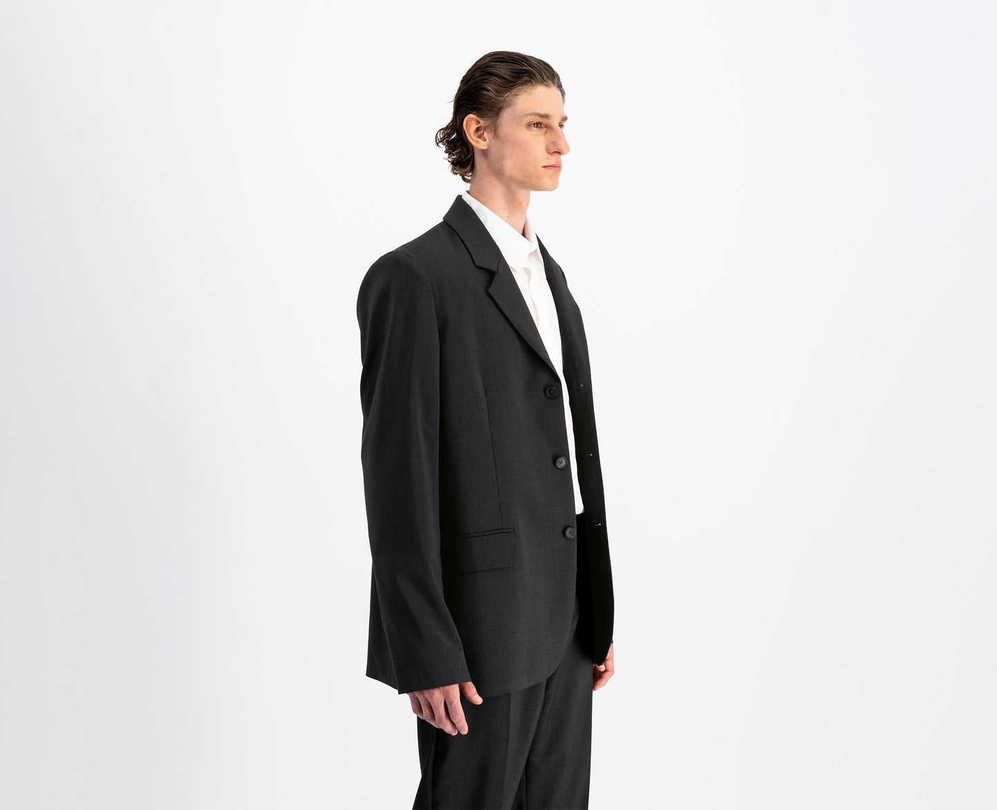 Blazer oversize en laine pour homme, anthracite